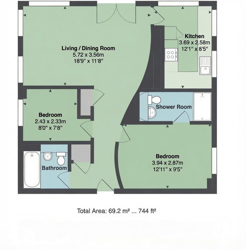 Flat 9, Westside Apartments, Station Road West, Canterbury floorplan