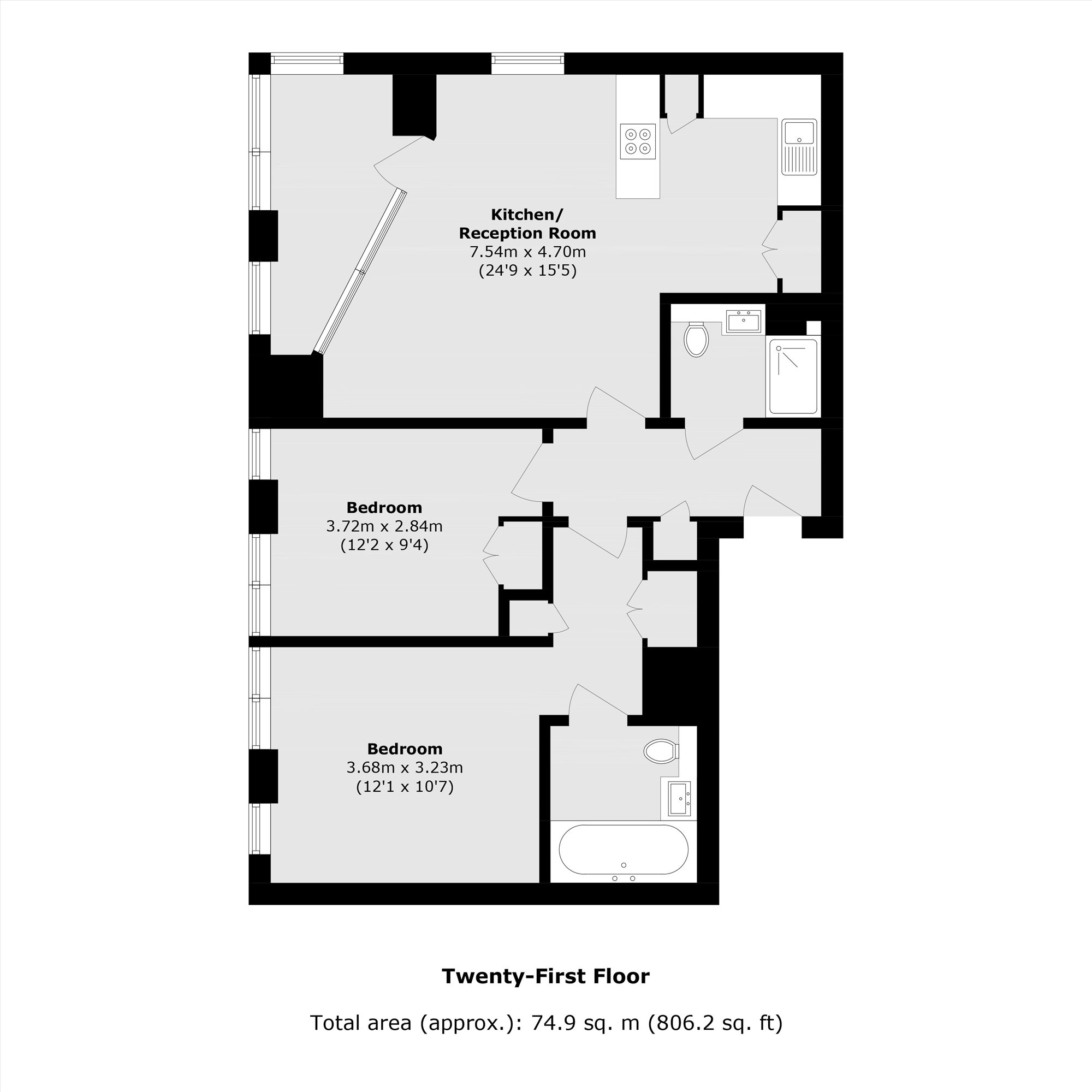 Apartment 2106, 1, Nine Elms Lane, London floorplan