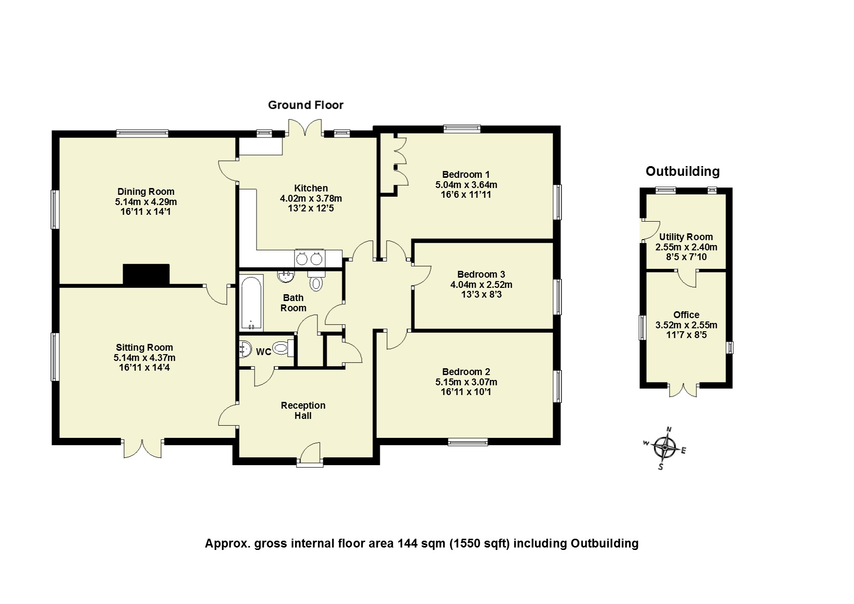 3 Bedrooms Detached bungalow for sale in Ermine Way, Arrington, Royston SG8