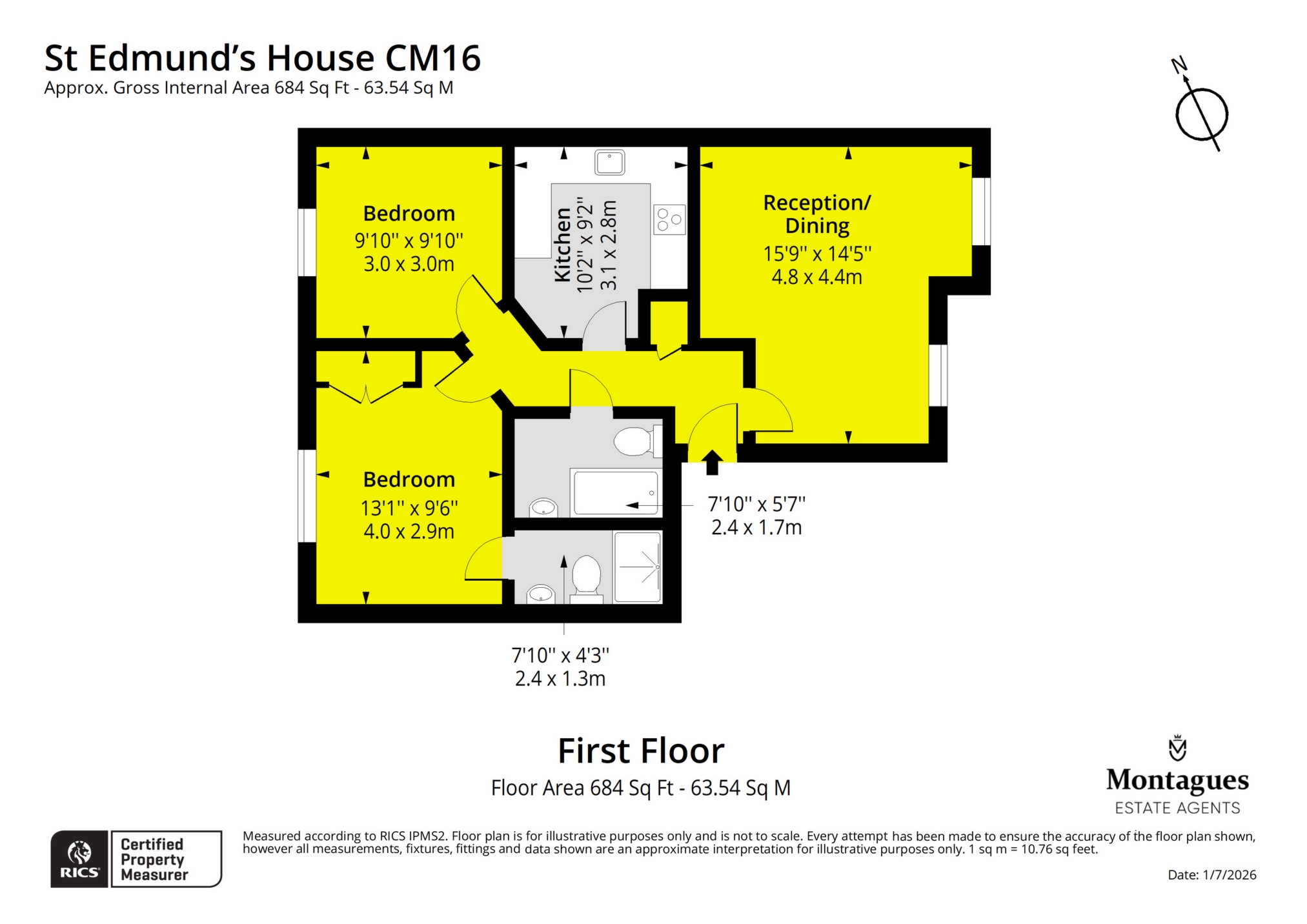 Flat 10 Edmunds House 40-42, Hemnall Street, Epping floorplan