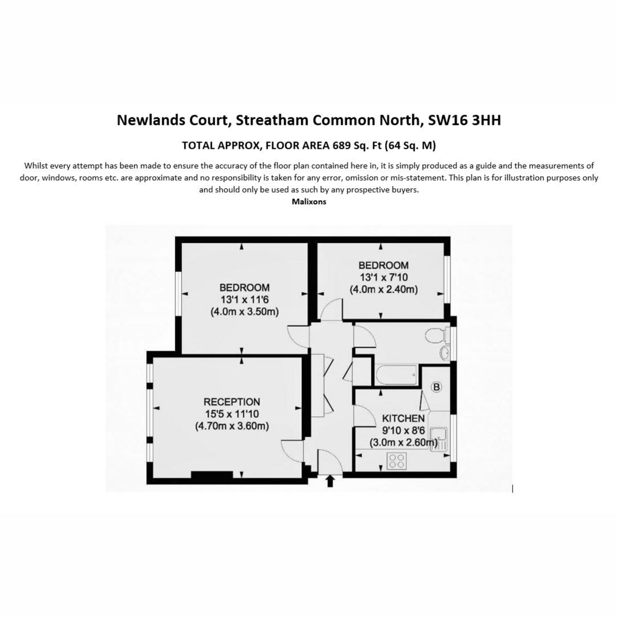 Flat 1, Newlands Court Streatham Common North, London floorplan