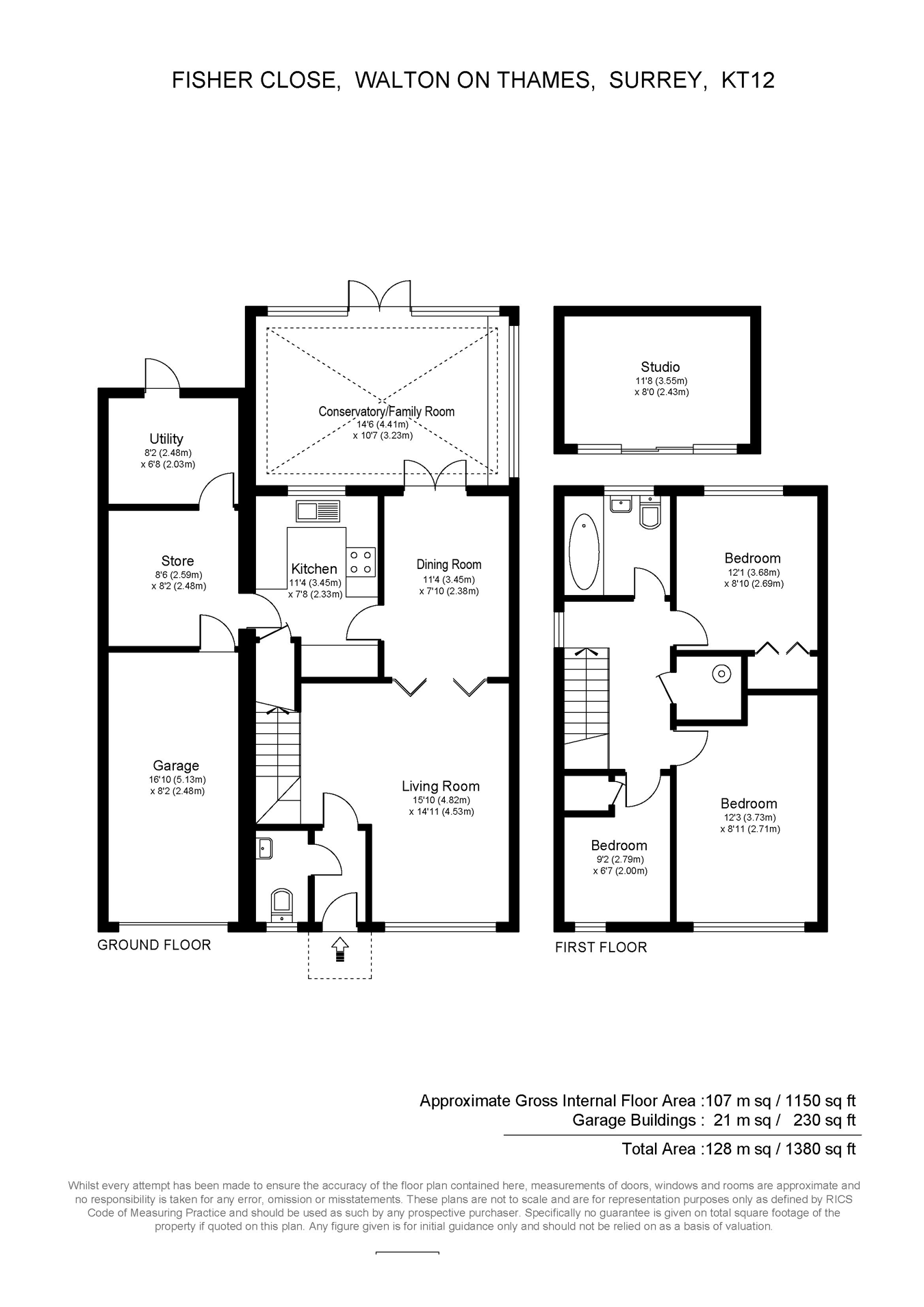 19, Fisher Close, Walton-on-Thames floorplan
