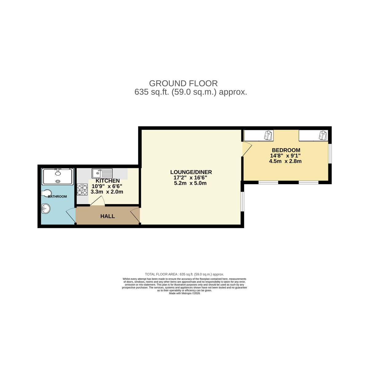 Flat Flat 3, 20 Bishops Place, Balderton Gate, Newark floorplan