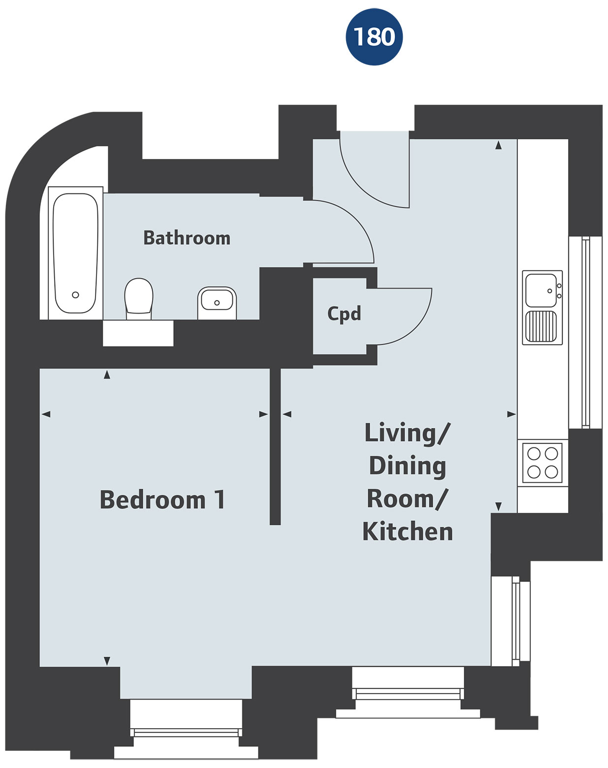 1 Bedrooms Flat for sale in 
