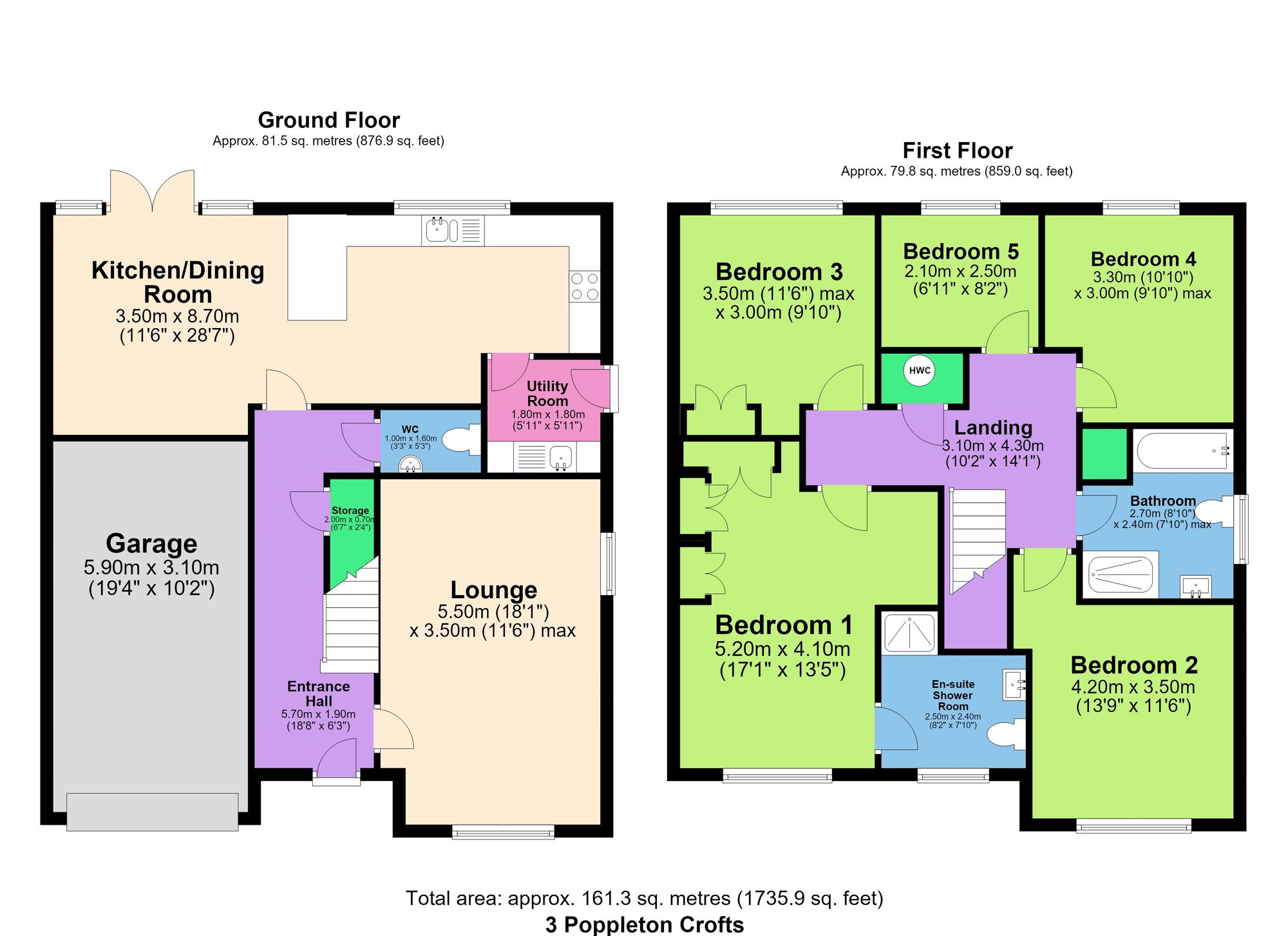3 Poppleton Croft, Chesterfield floorplan