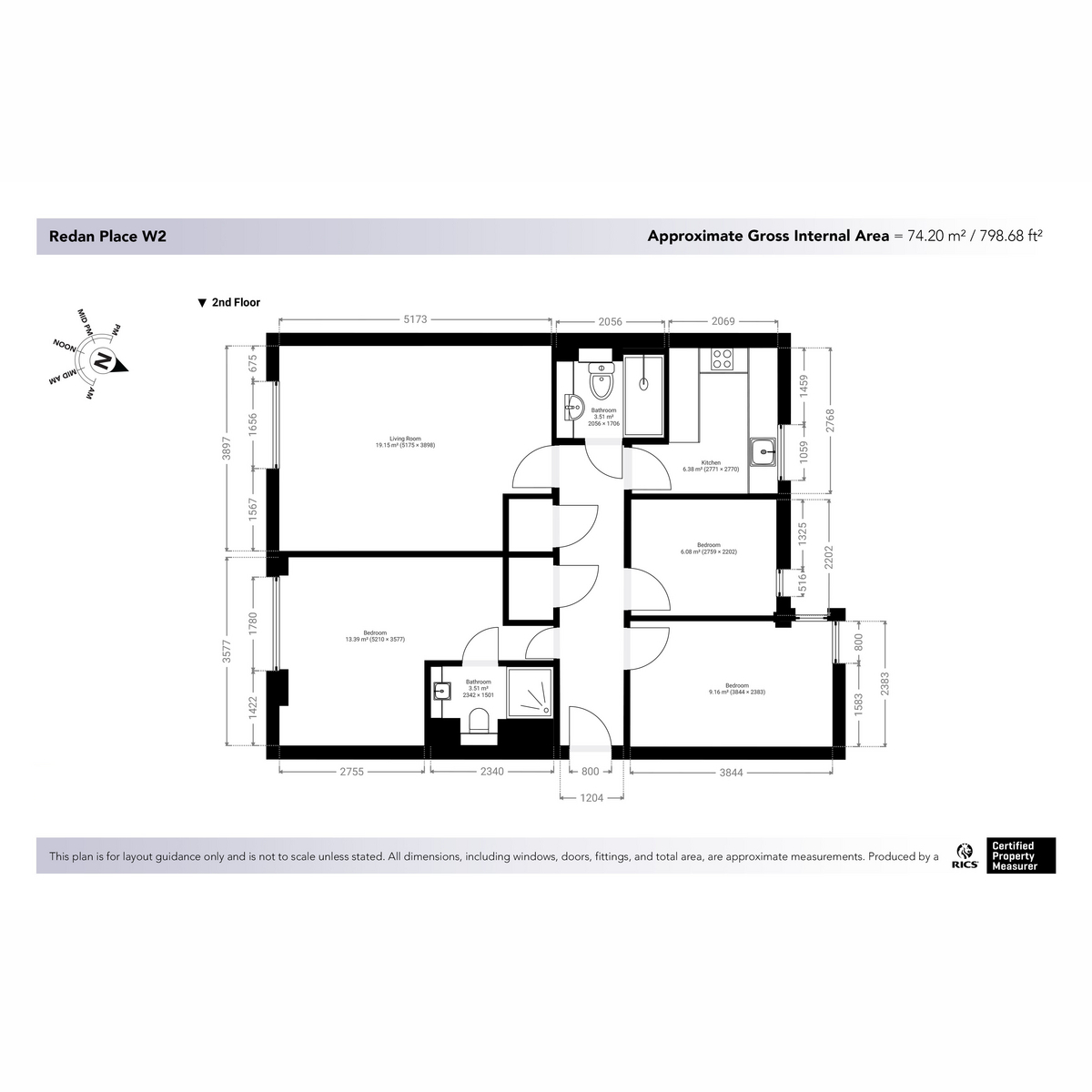 Flat Flat F, 26, Redan Place, London floorplan