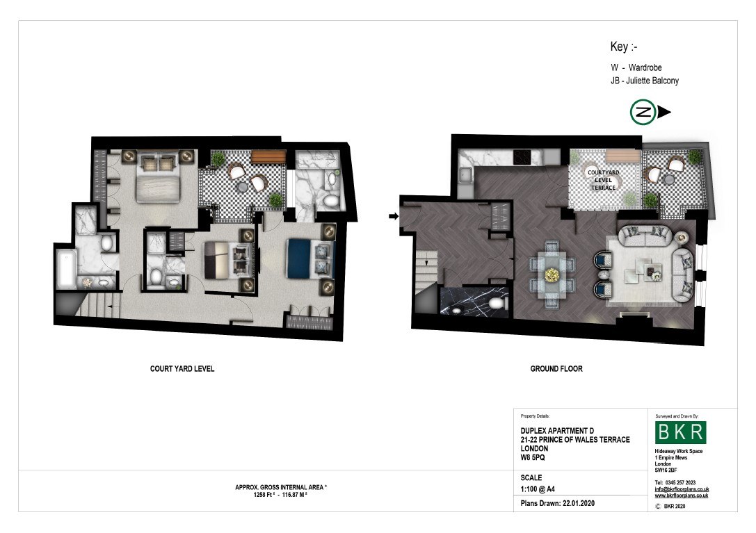 Flat 4, 21-22 Prince of Wales Terrace, High Street Kensington floorplan