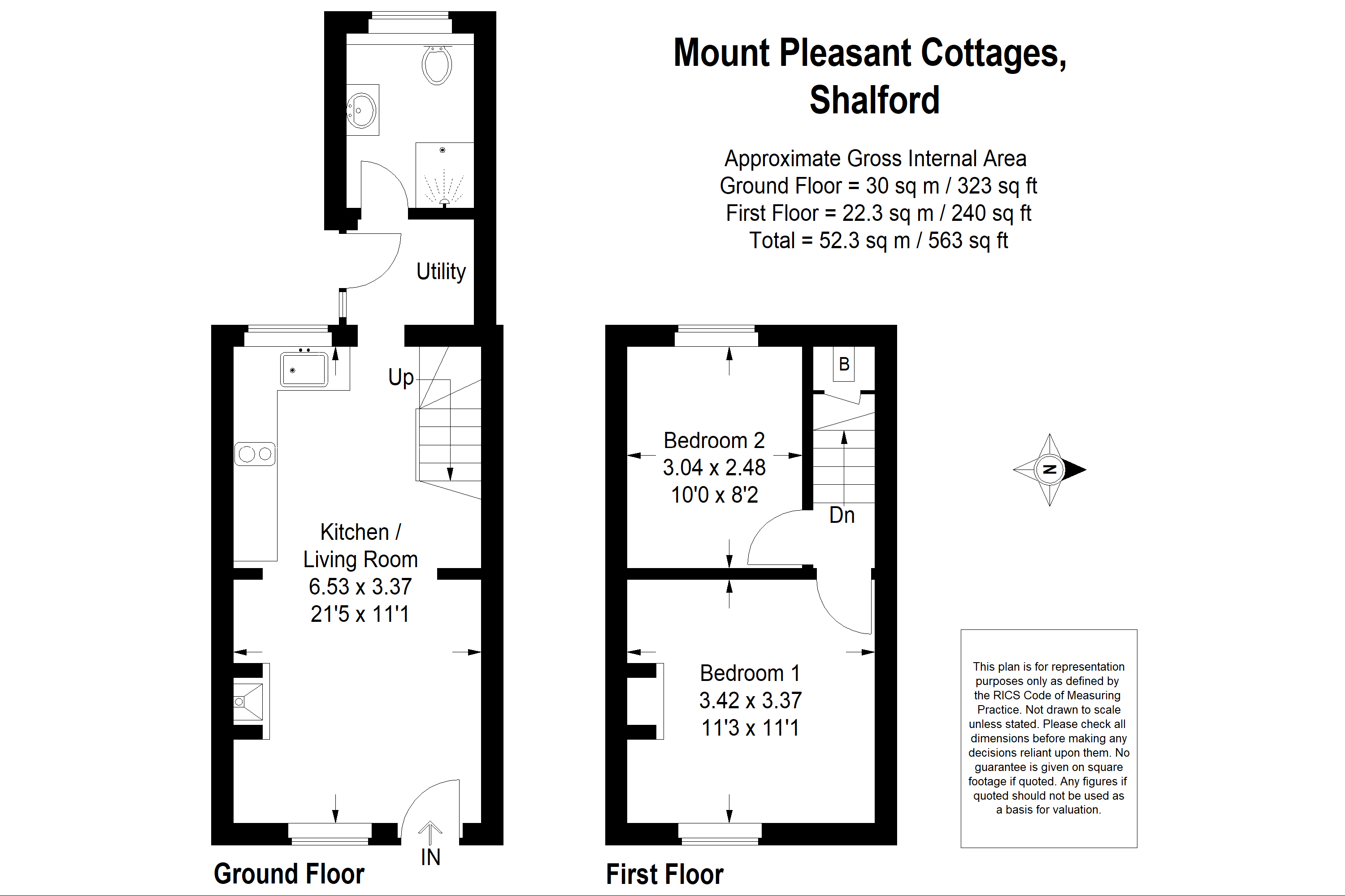 2 Bedrooms Terraced house for sale in Broadford, Shalford, Guildford GU4