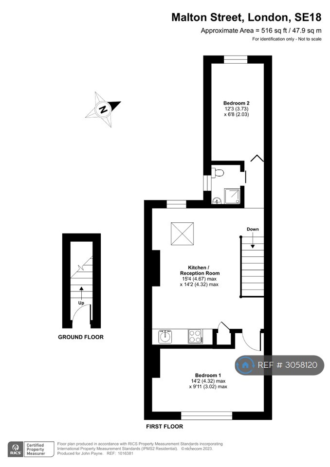 First Floor Flat, Malton Street, London floorplan
