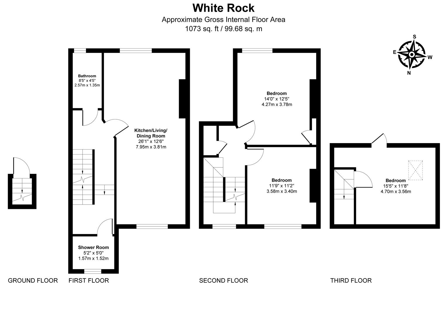 Flat 3, 16, White Rock, Hastings floorplan