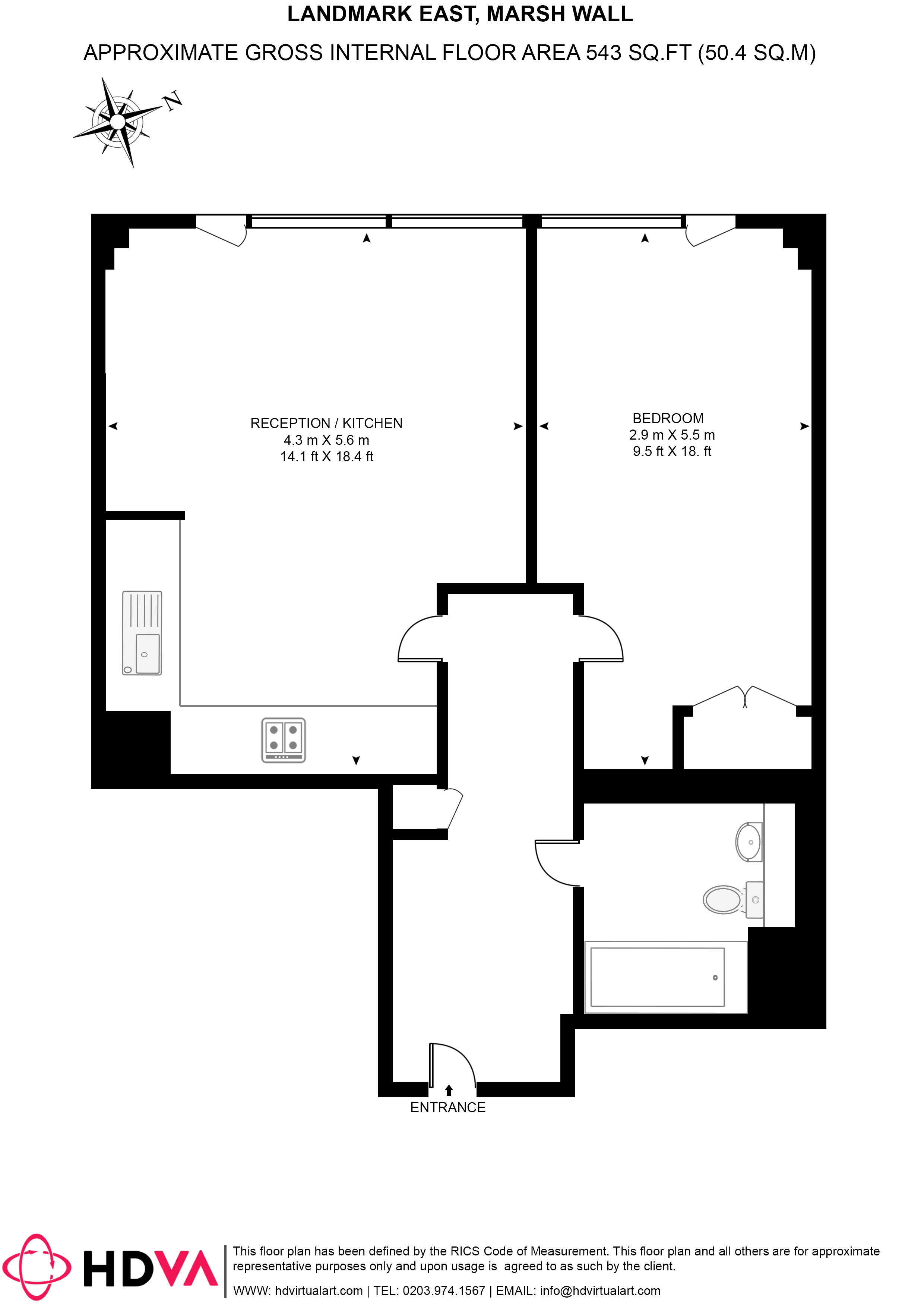 Flat 3909, Landmark East Tower, 24, Marsh Wall, London floorplan