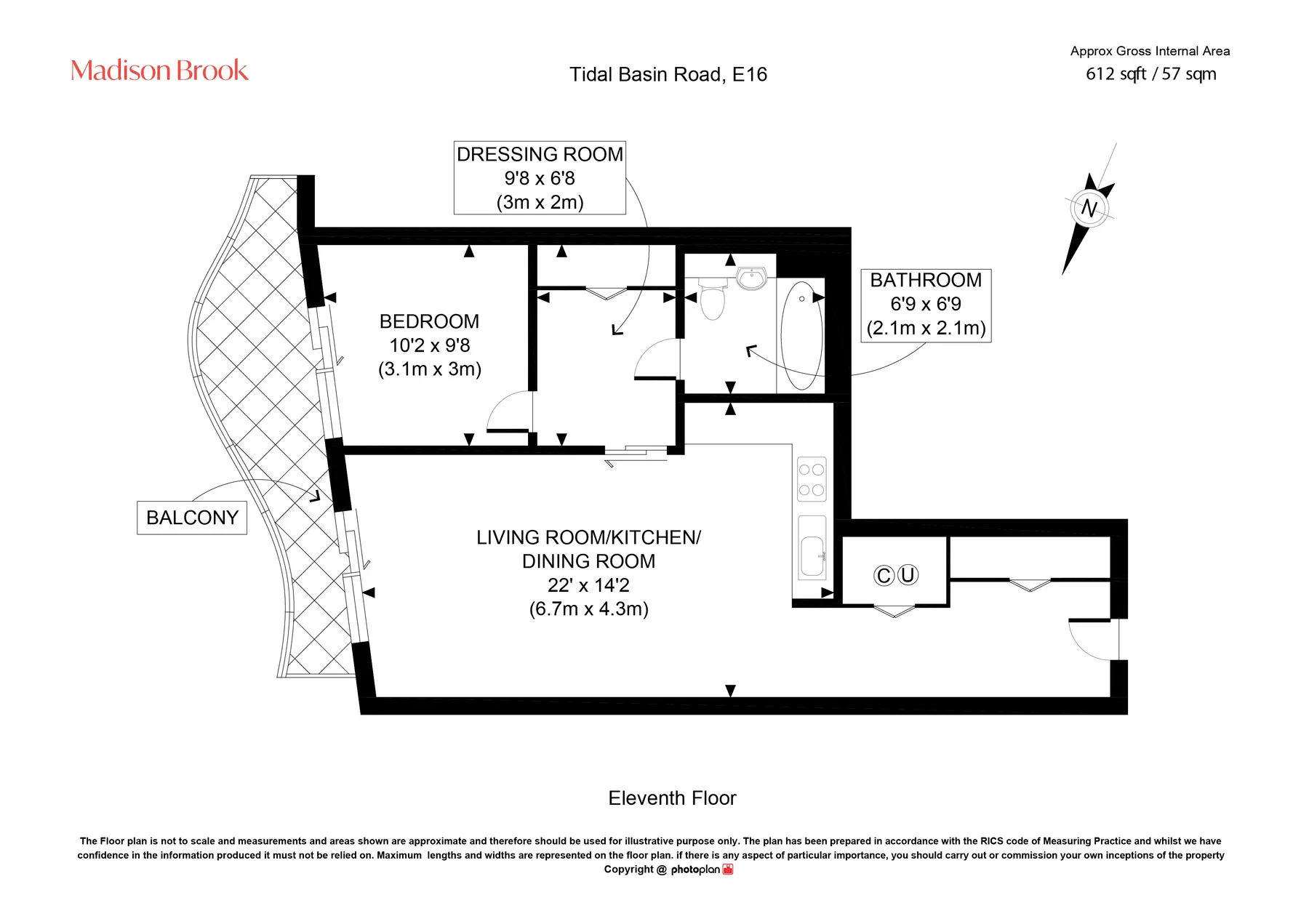 Apartment 1108, 1, Tidal Basin Road, Royal Victoria Dock floorplan