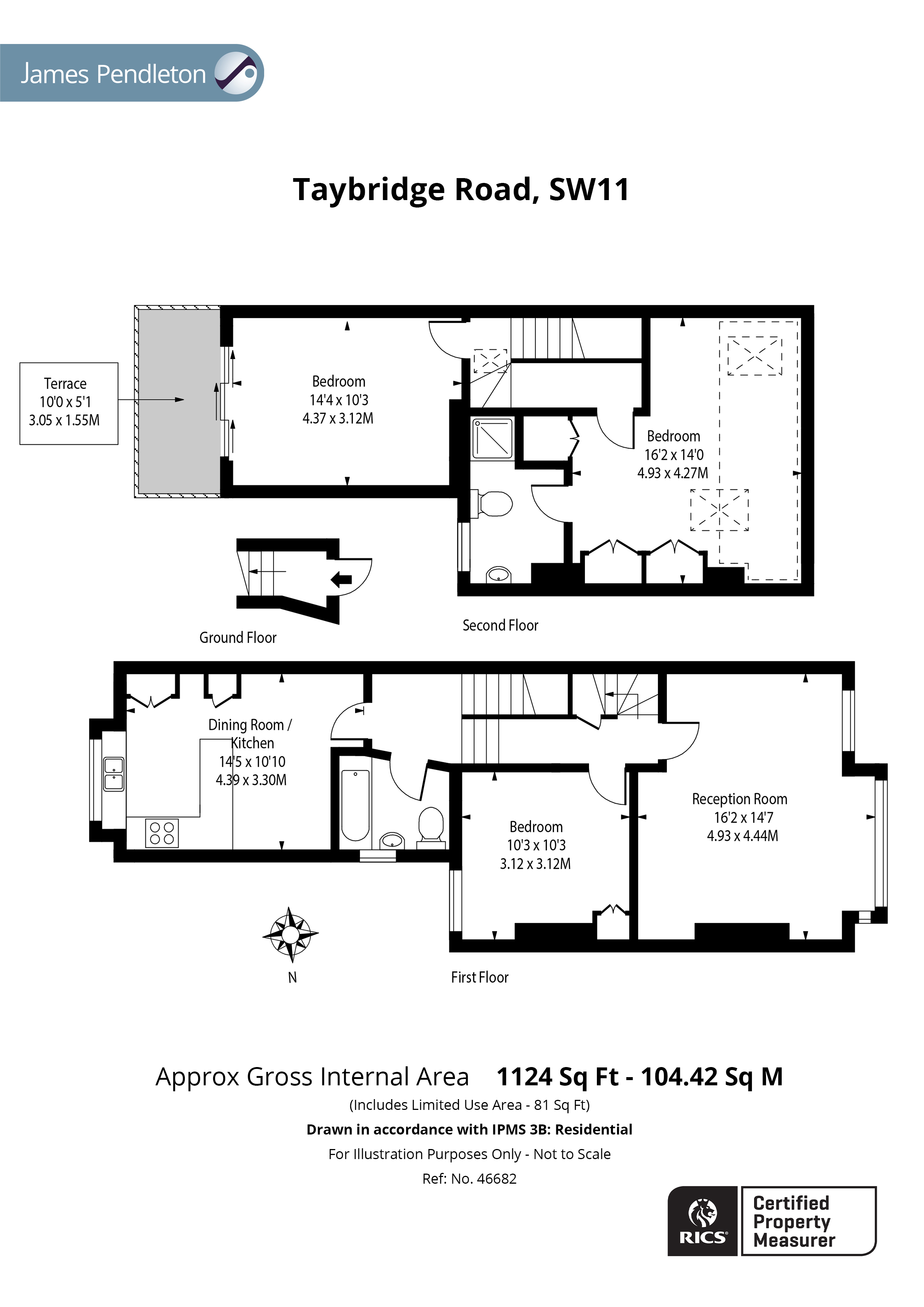 Taybridge Road, Battersea, London SW11, 3 bedroom flat for sale