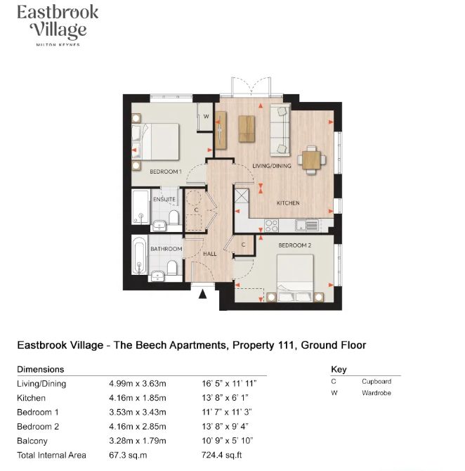The Beech Apartments,, Plot 111 - Eastbrook Village, Buckinghamshire floorplan