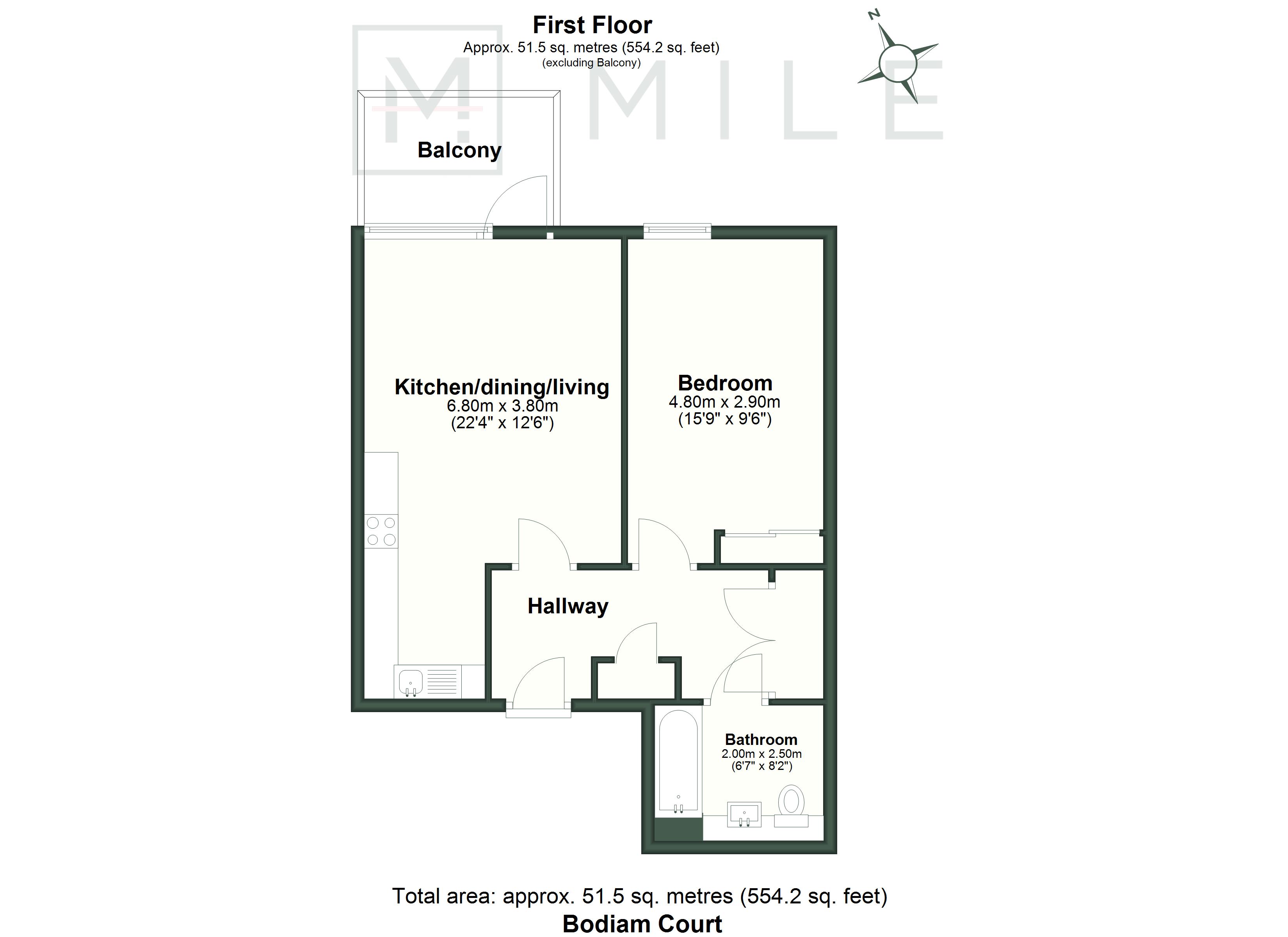 Flat 68, Bodiam Court, 4, Lakeside Drive, Park Royale, London floorplan