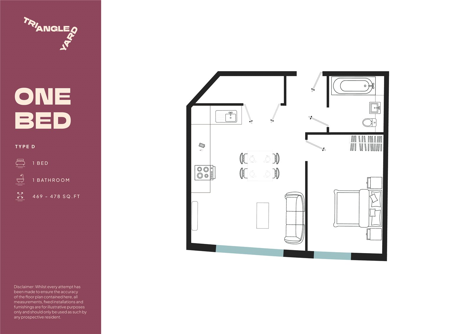 Triangle Yard (1 Bed), 14, Skinner Street, Leeds floorplan