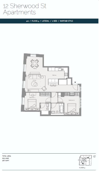 Apartment 411, 12 Sherwood Street, London floorplan