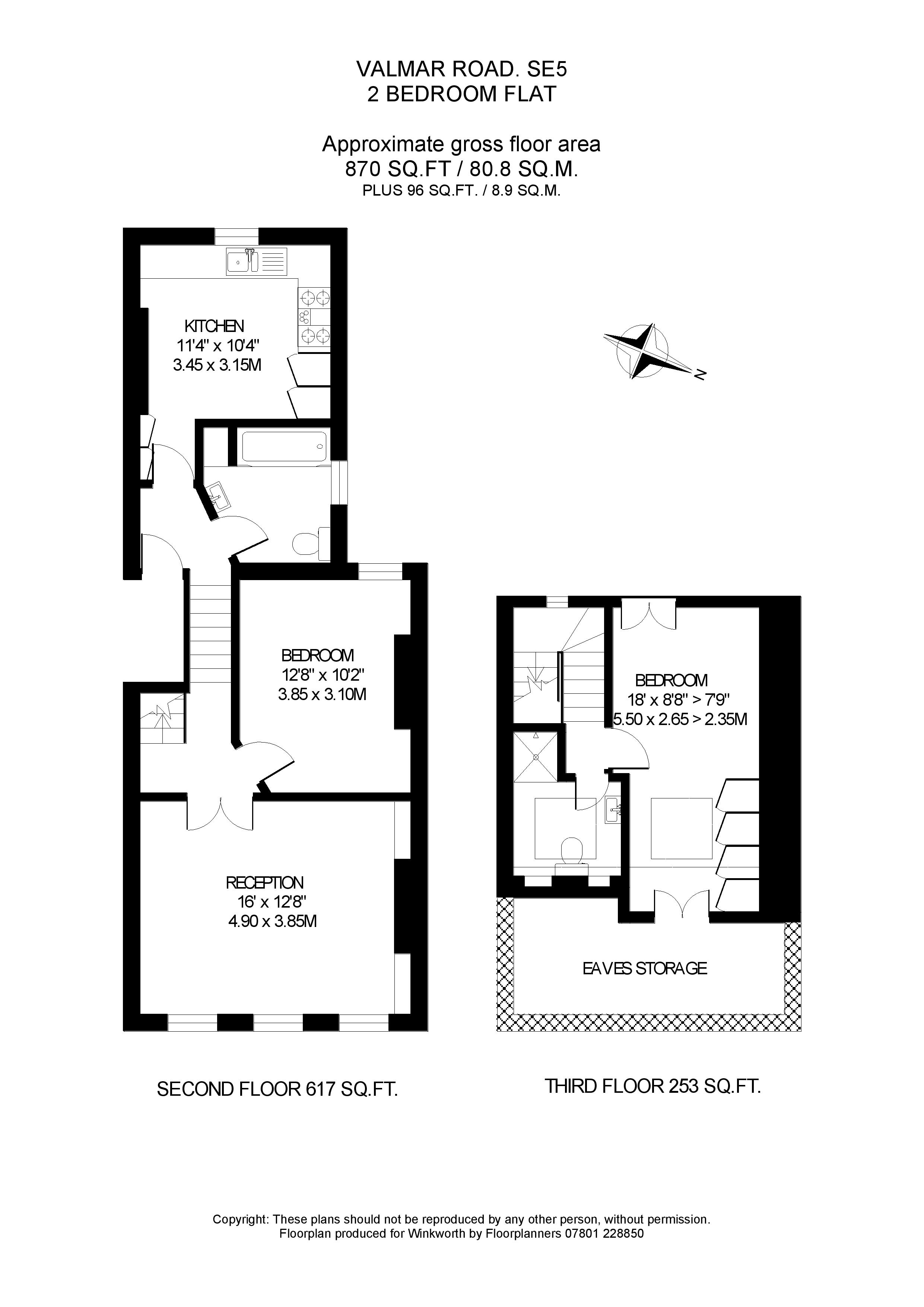 Second Floor Flat, 11, Valmar Road, London floorplan