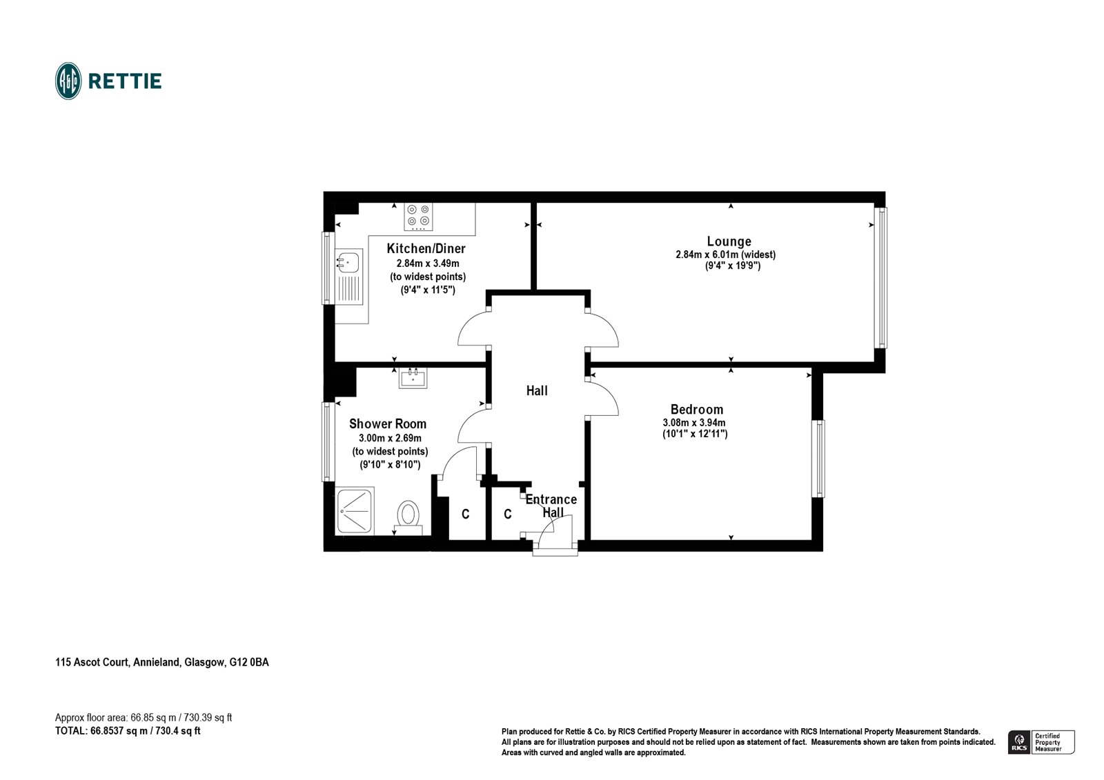 Ascot Court, Anniesland, Glasgow G12, 1 bedroom flat for sale