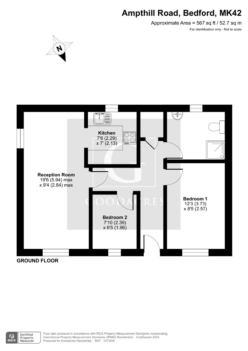Flat, Ampthill Road, Bedford MK42, 2 bedroom for sale