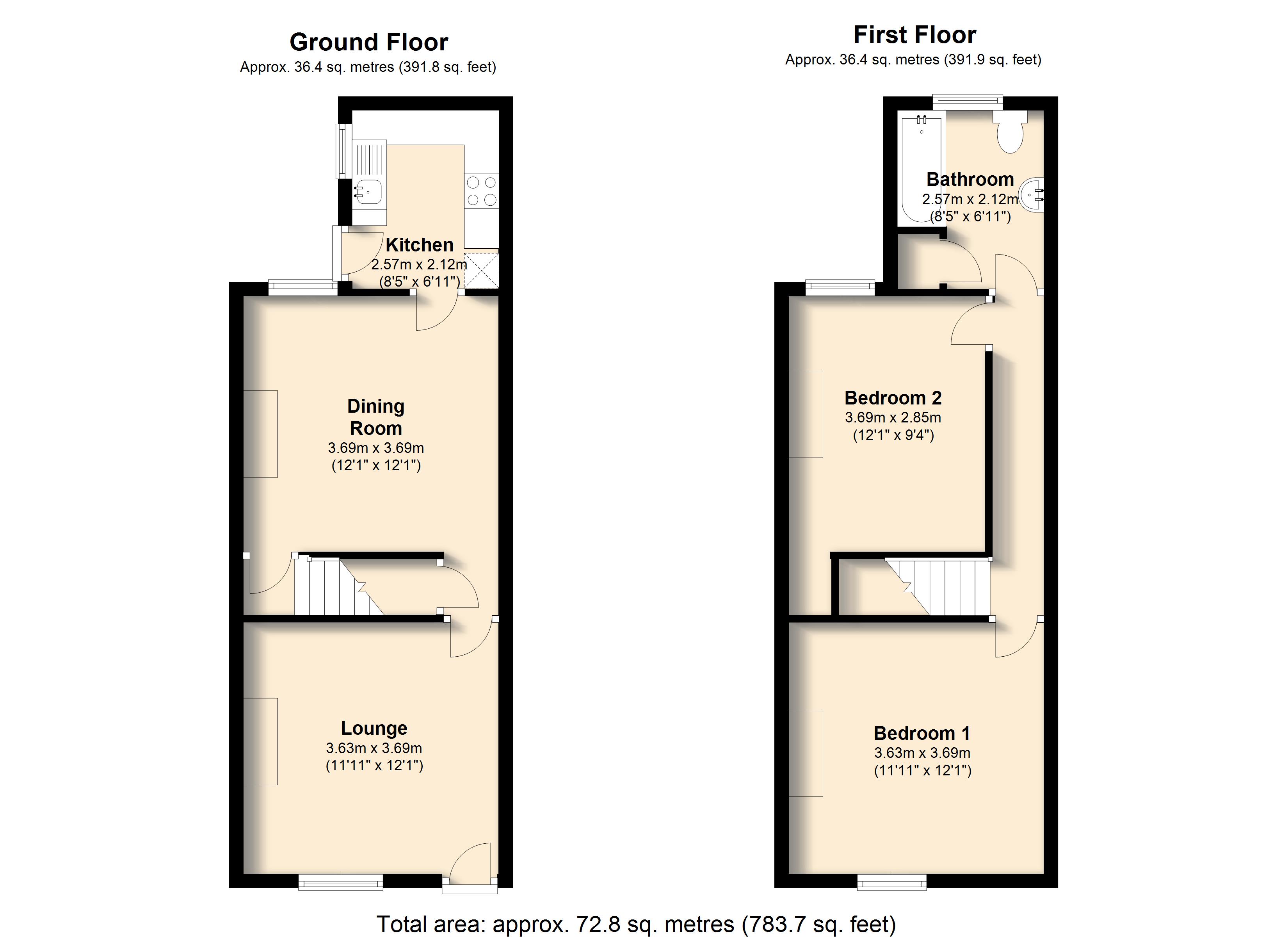 2 Bedrooms Terraced house to rent in Heywood Street, Brimington, Chesterfield S43