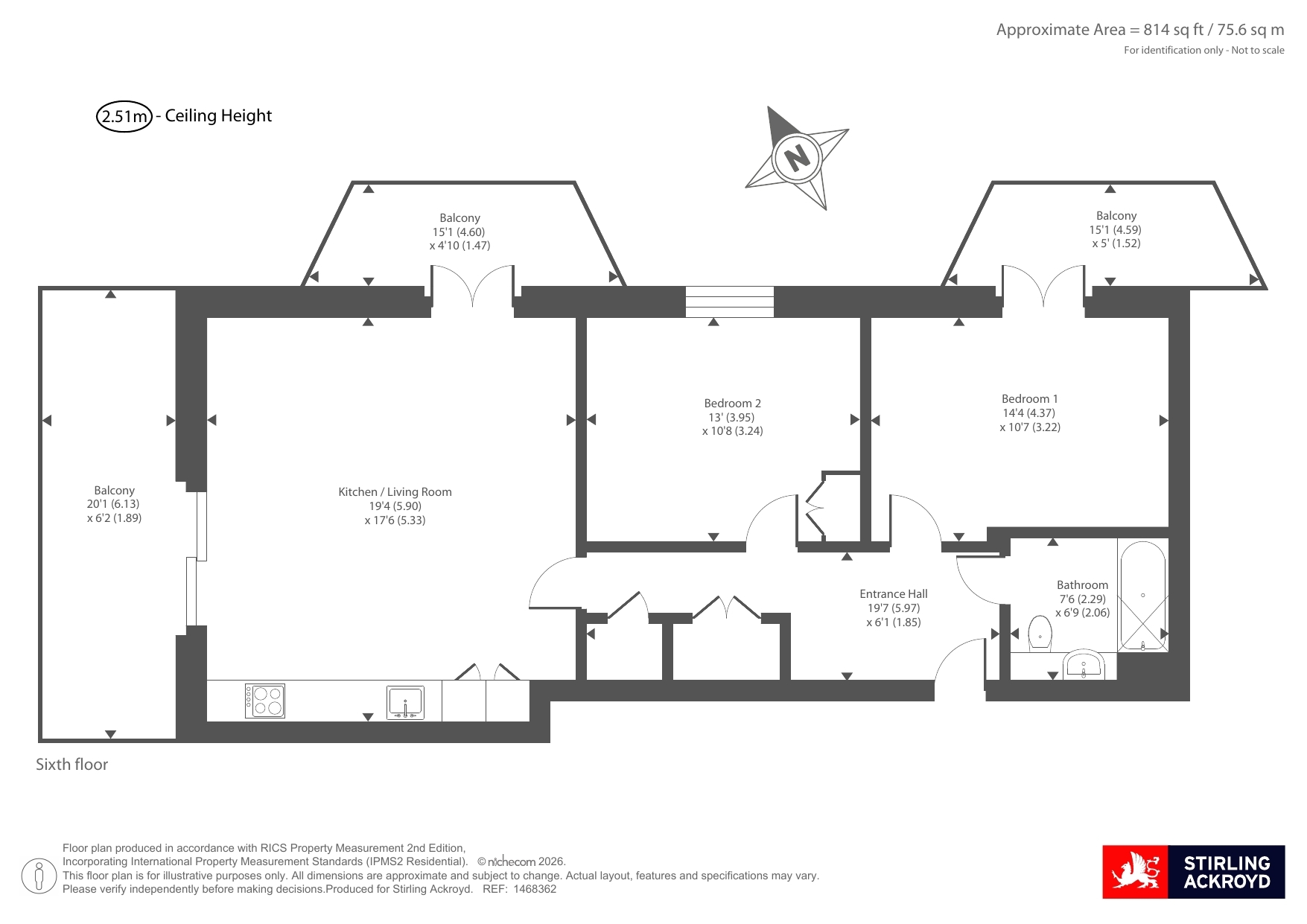 Flat 602, Henderson Apartments, 58, Rodney Road, London floorplan