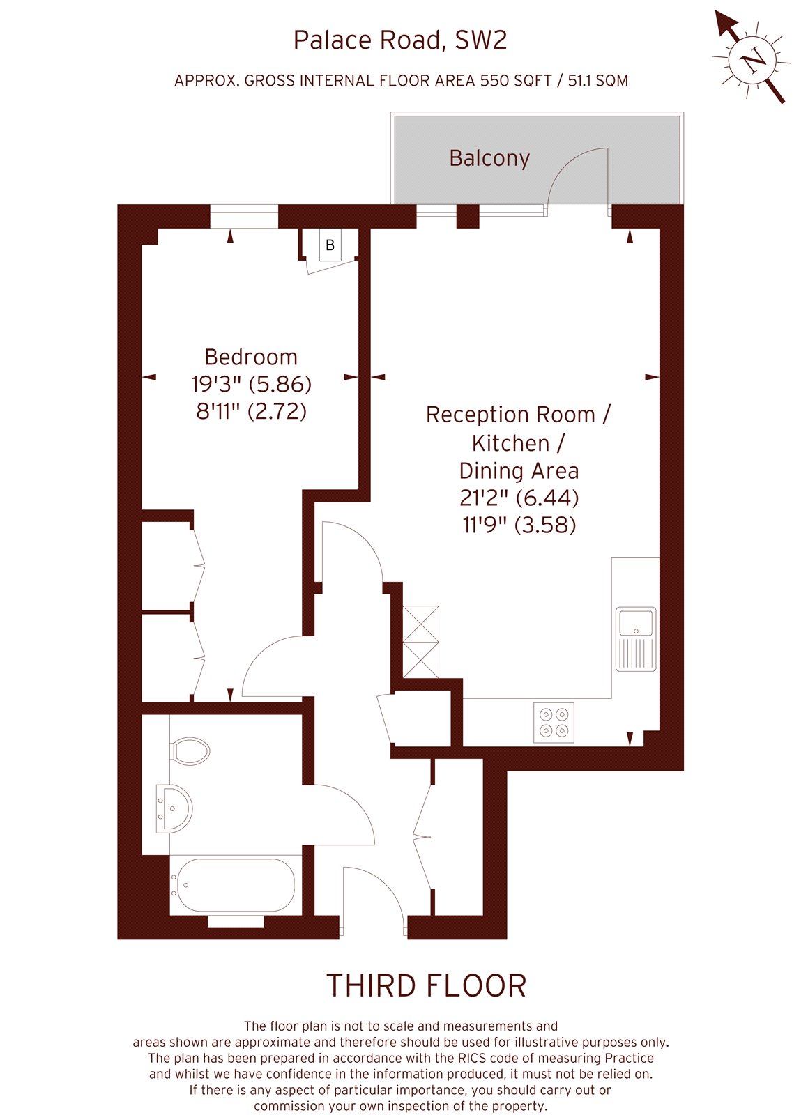 Palace Road, Streatham Hill, London SW2, 1 bedroom flat for sale
