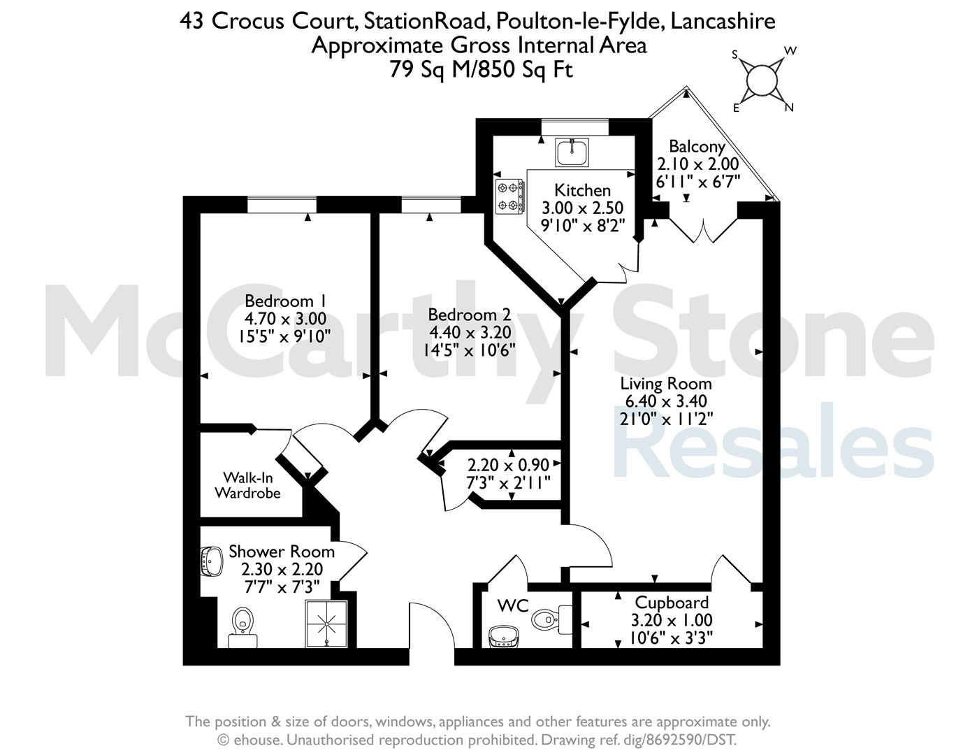 43 Crocus Court, Station Road, Poulton-Le-Fylde floorplan