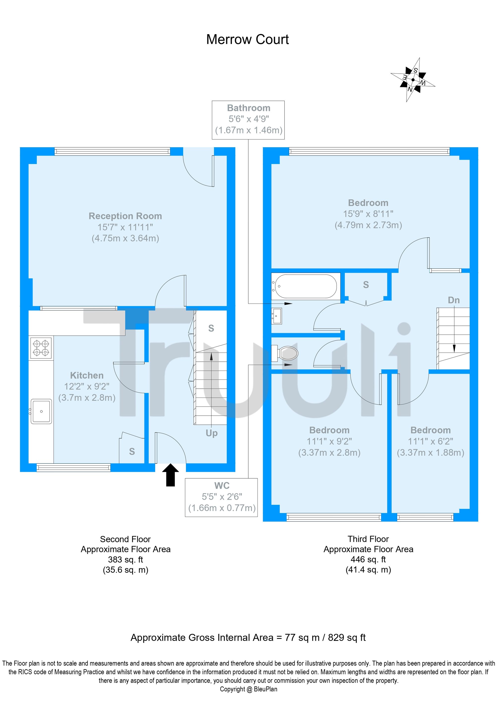 Flat 9, Merrow Court Phipps Bridge Road, Mitcham floorplan