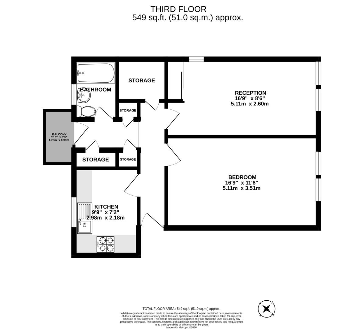 Flat 16, 16, Mortimer Crescent, London floorplan