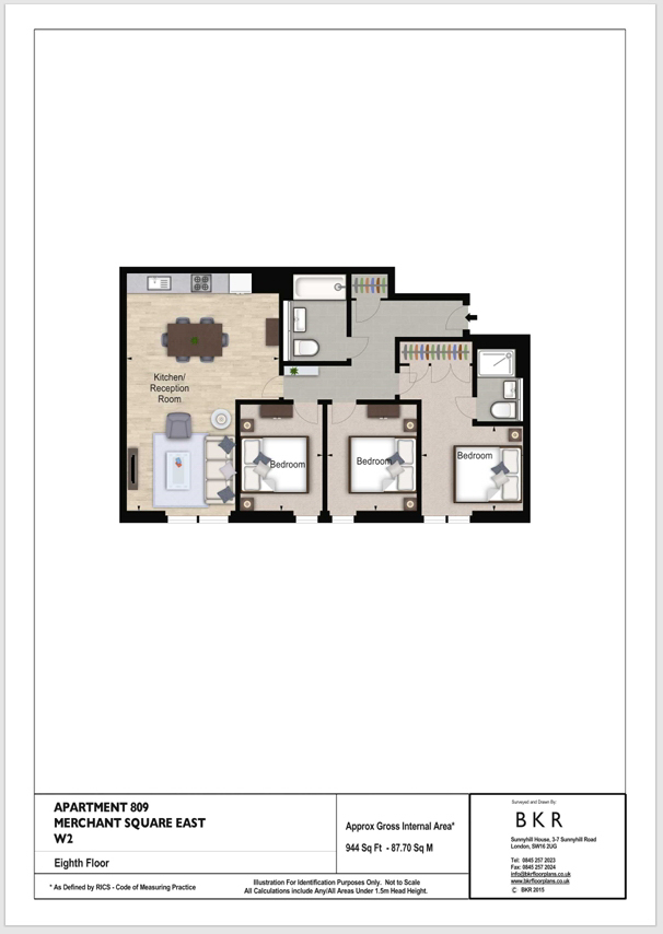 Apartment 809, 4 Merchant Square East, London floorplan