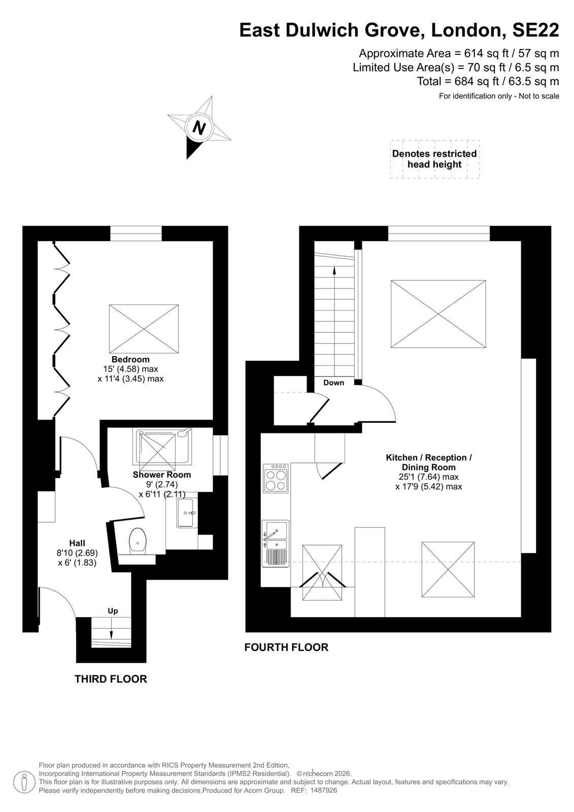 Flat D, 65, East Dulwich Grove, London floorplan