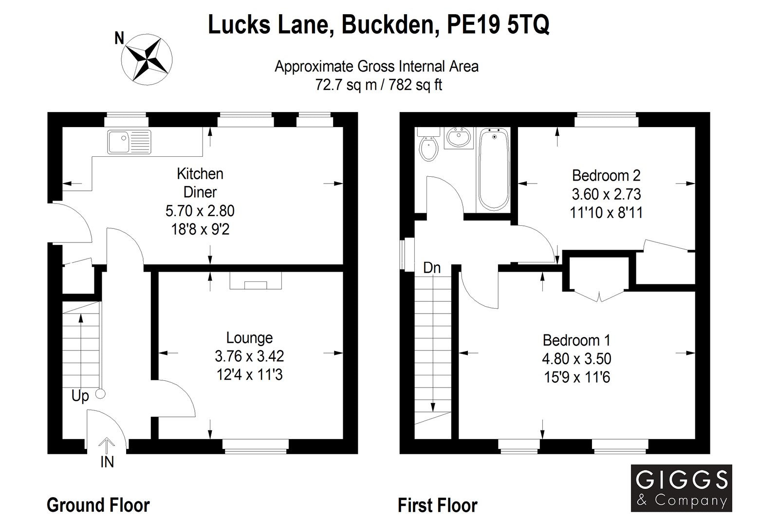 2 Bedrooms End terrace house for sale in Lucks Lane, Buckden, St. Neots, Cambridgeshire PE19