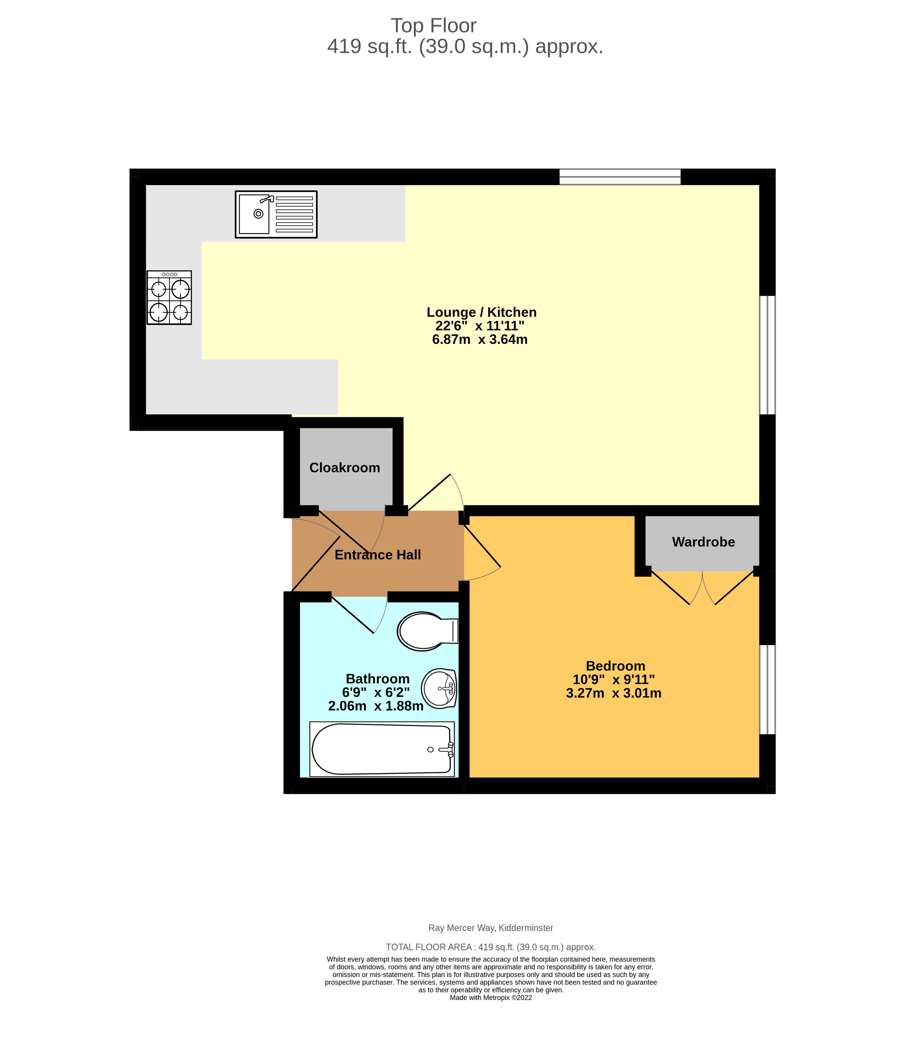 Flat 14, 31, Ray Mercer Way, Kidderminster floorplan