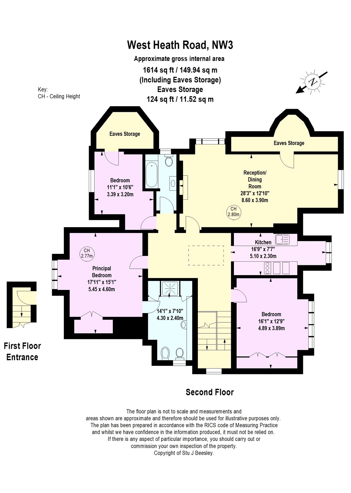 Ft 6, 36, West Heath Road, London floorplan