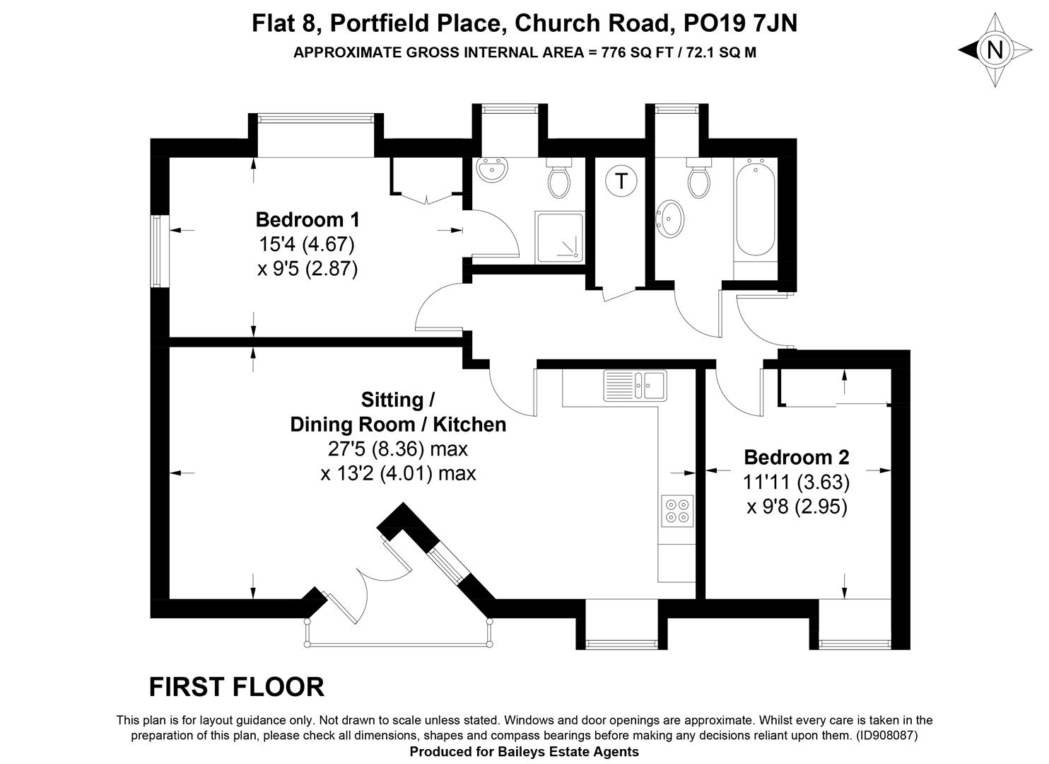 Flat 8, Portfield Place, Church Road, Chichester floorplan