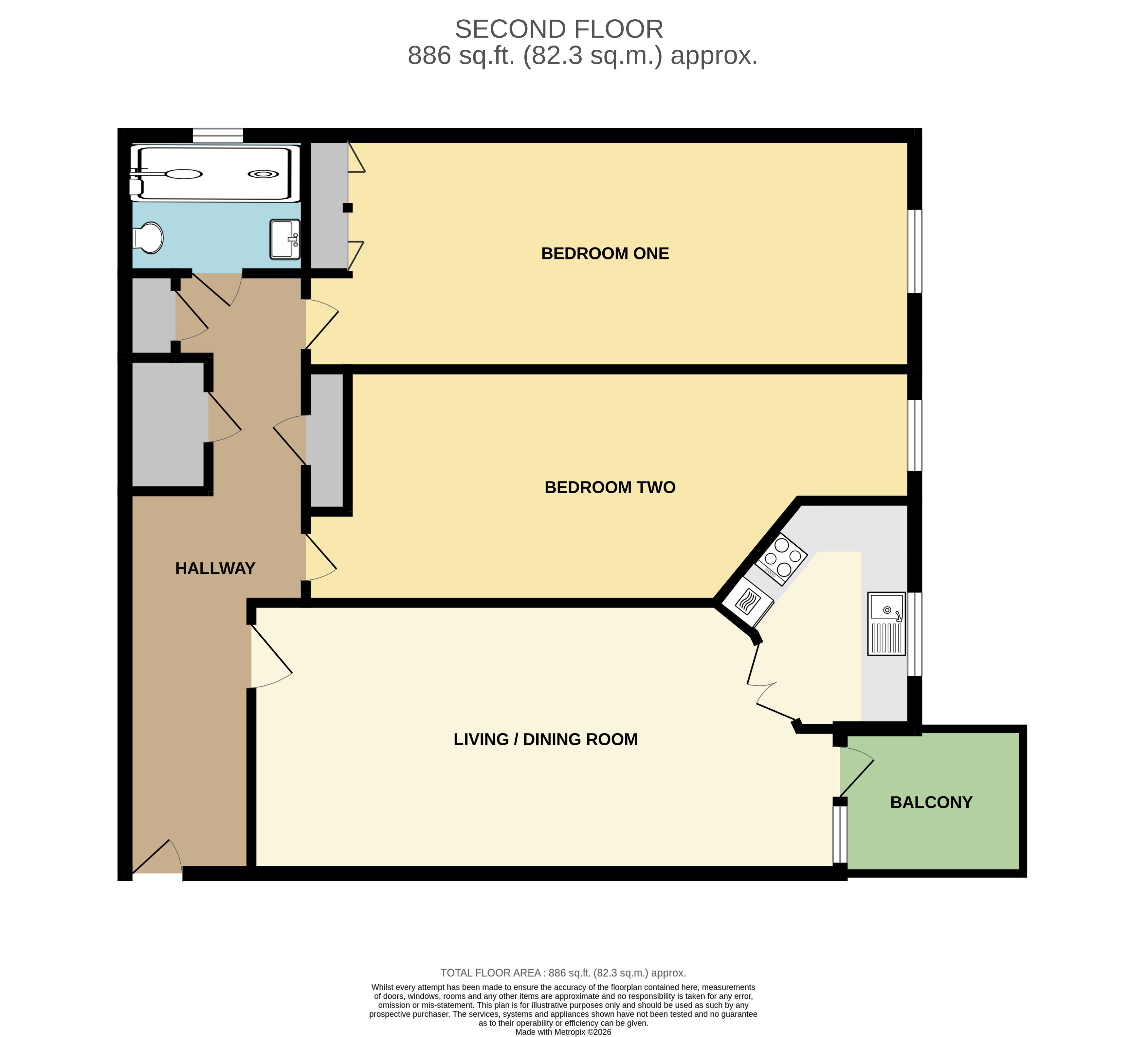 Flat 28, Montague Court,, Hamlet Court Road, Essex floorplan