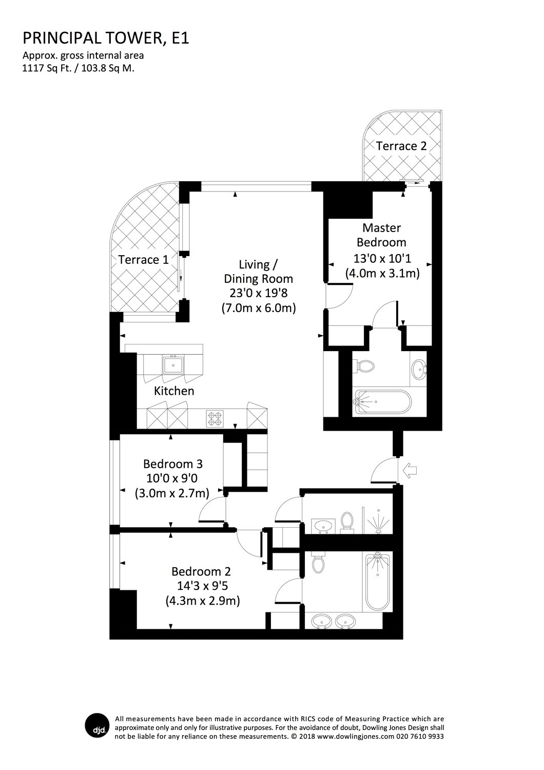 3 Bedrooms Flat for sale in Principal Tower, City Of London, London E1