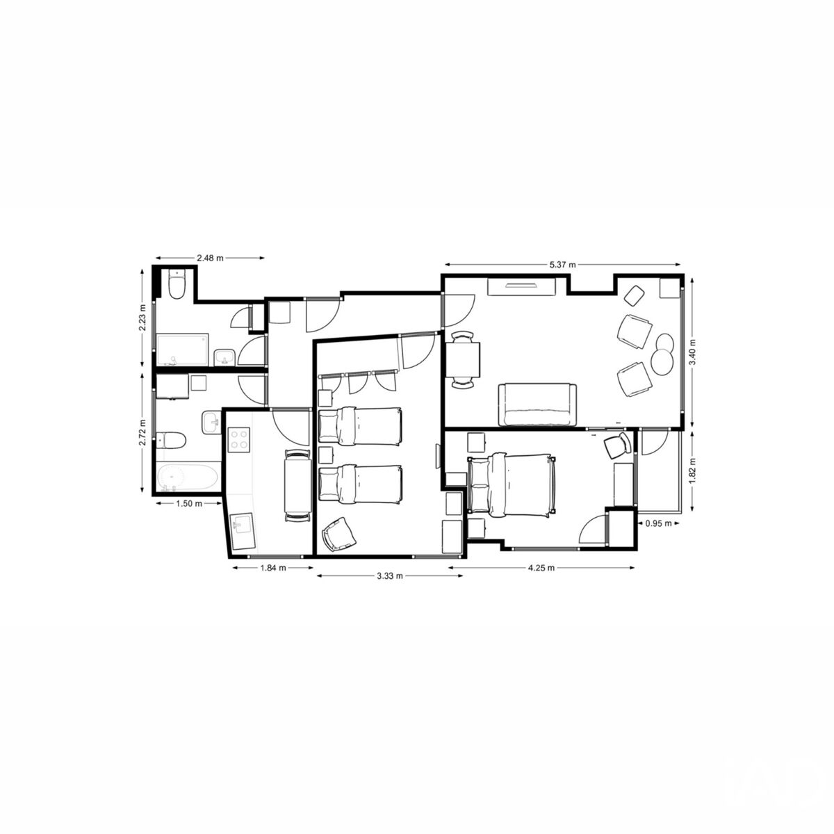 Flat Flat 6, Sunnyside, Back Road East, St. Ives floorplan