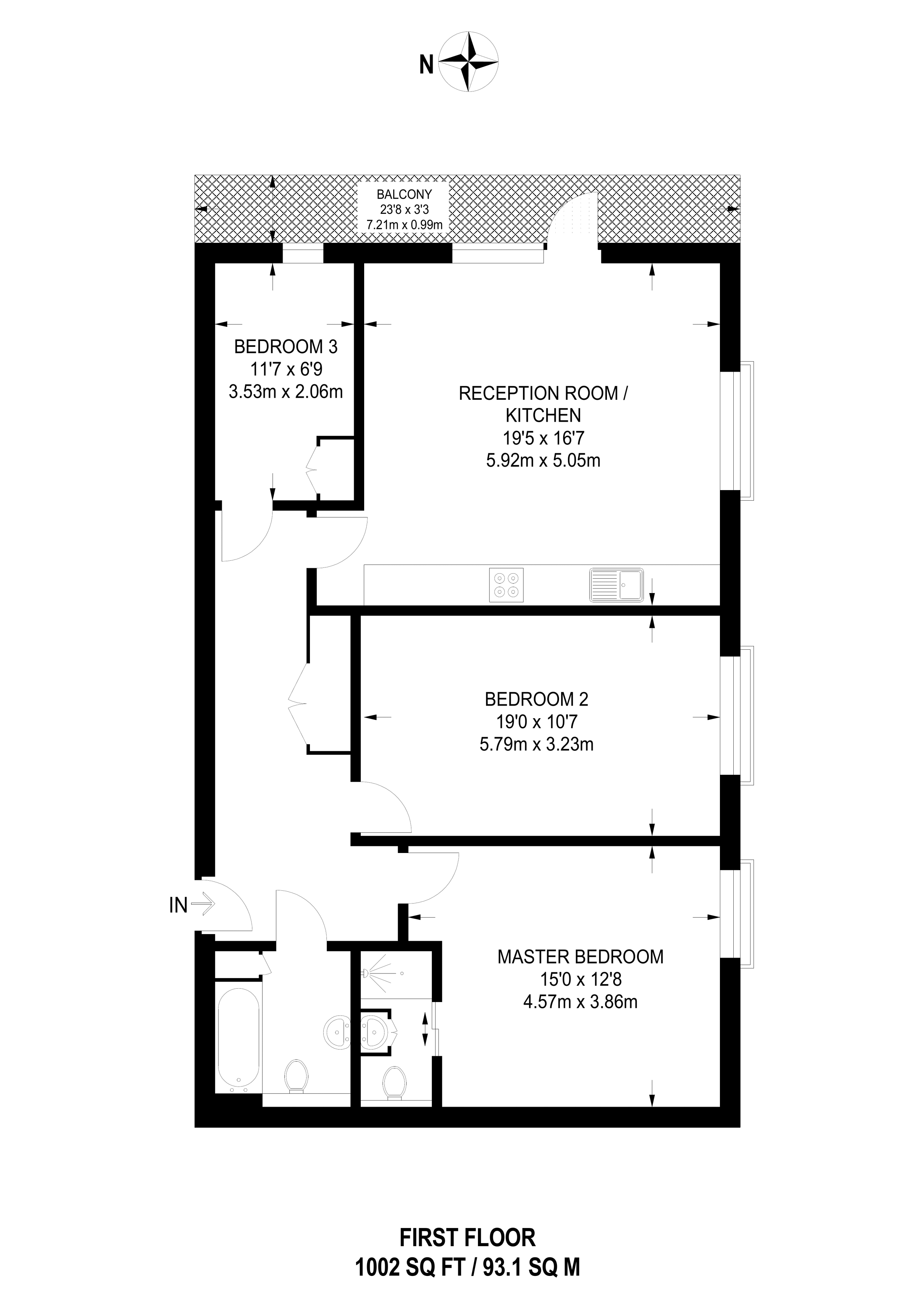 3 Bedrooms Flat to rent in Palmerston Road, South Acton, London W3