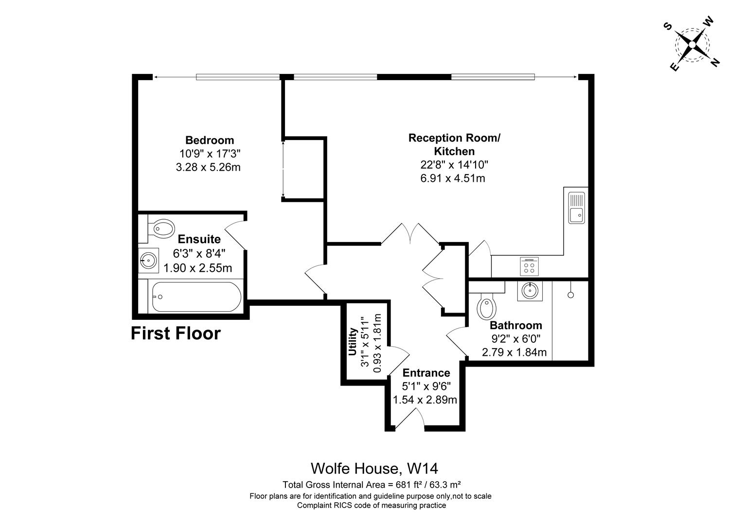 Flat 6, Wolfe House, 389 Kensington High Street, London floorplan