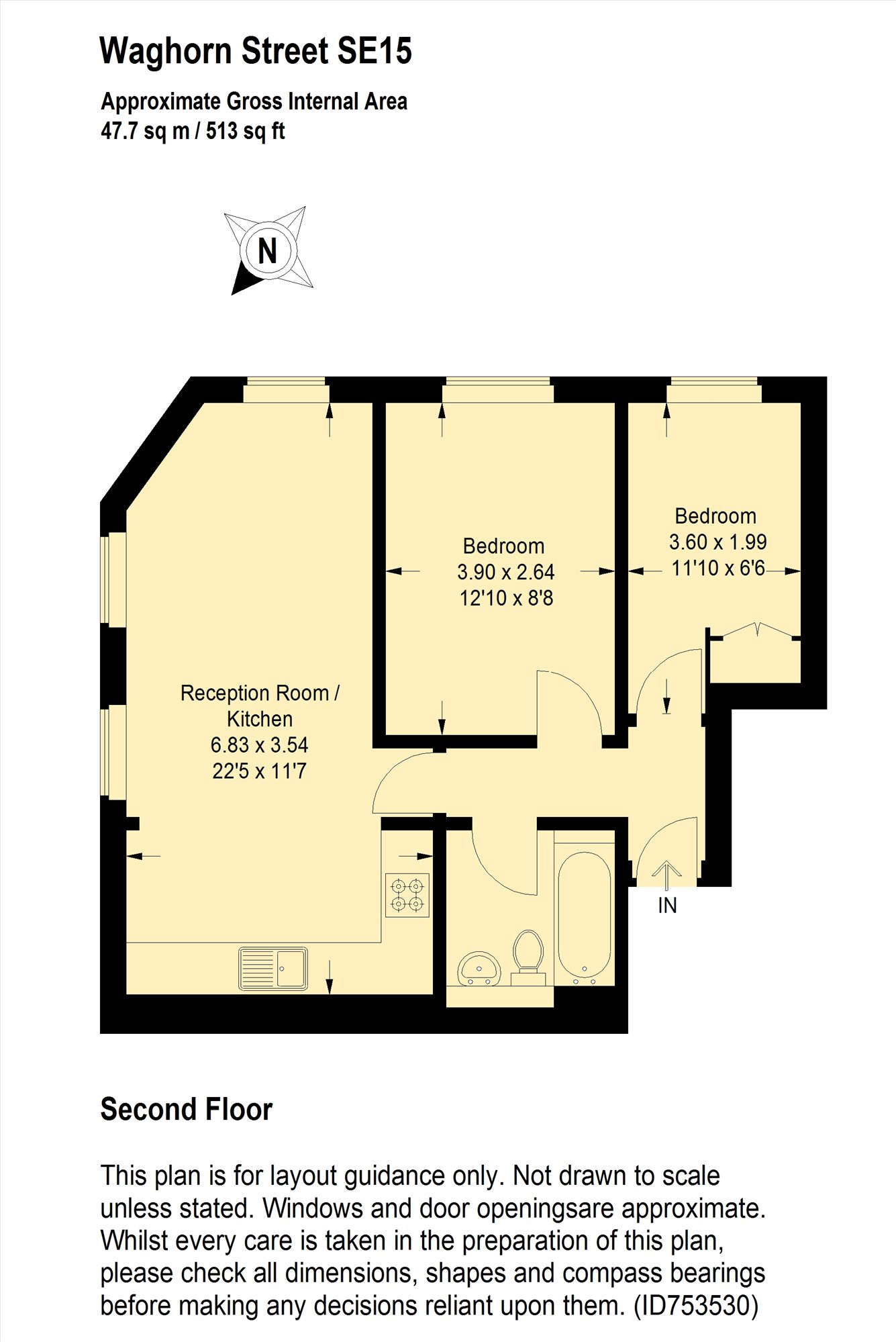 Flat 6, Nutbrook Court, 66, Waghorn Street, London floorplan