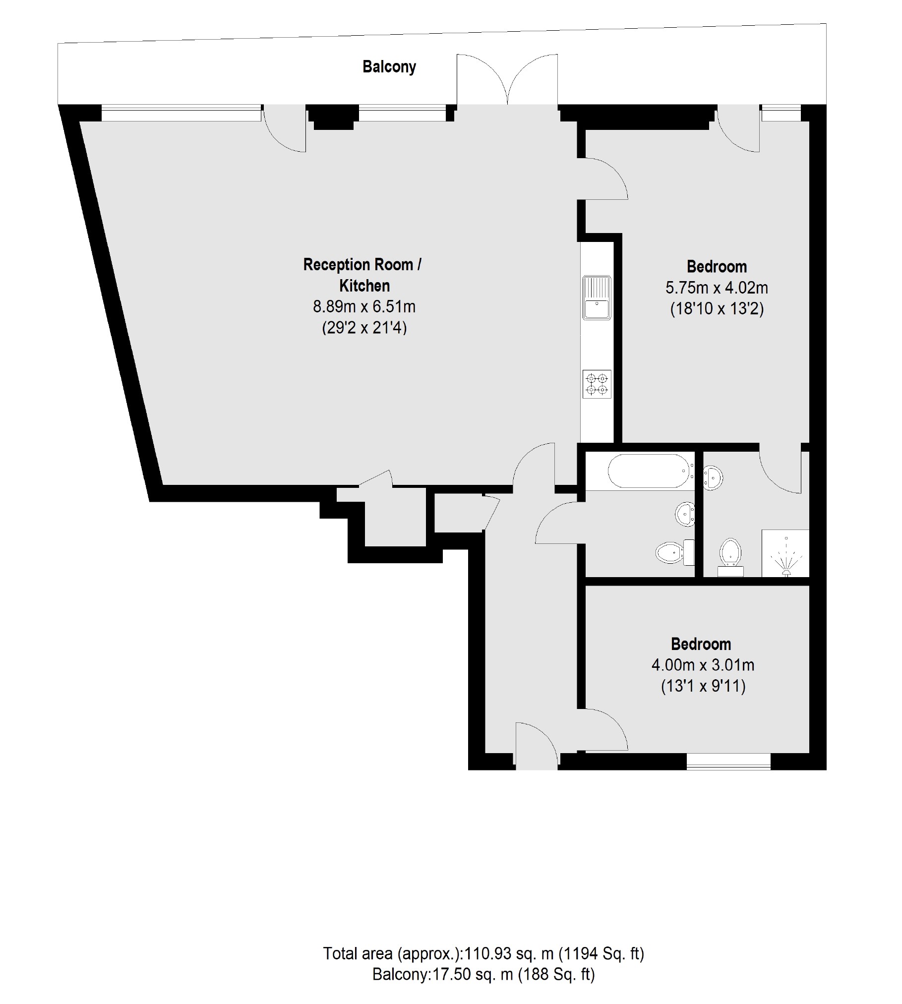 Flat 603, Ink Court, 419, Wick Lane, London floorplan