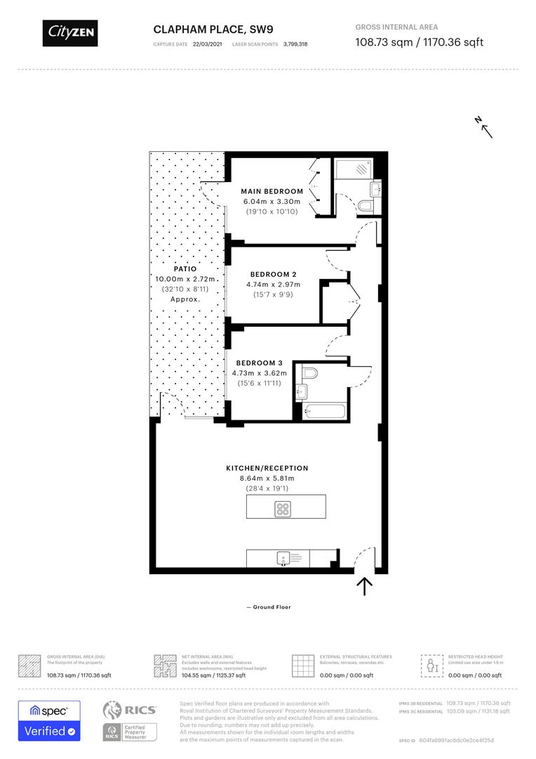 7, Clapham Place, 340A Clapham Road, London floorplan
