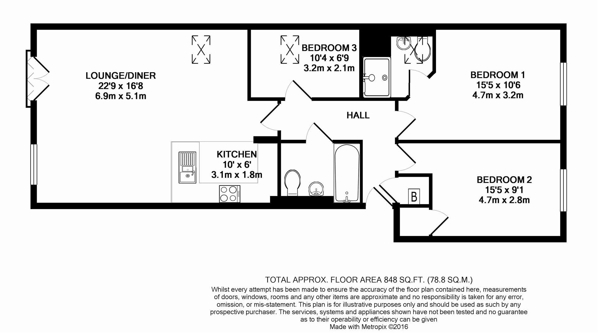 6, Overton House, Uxbridge floorplan