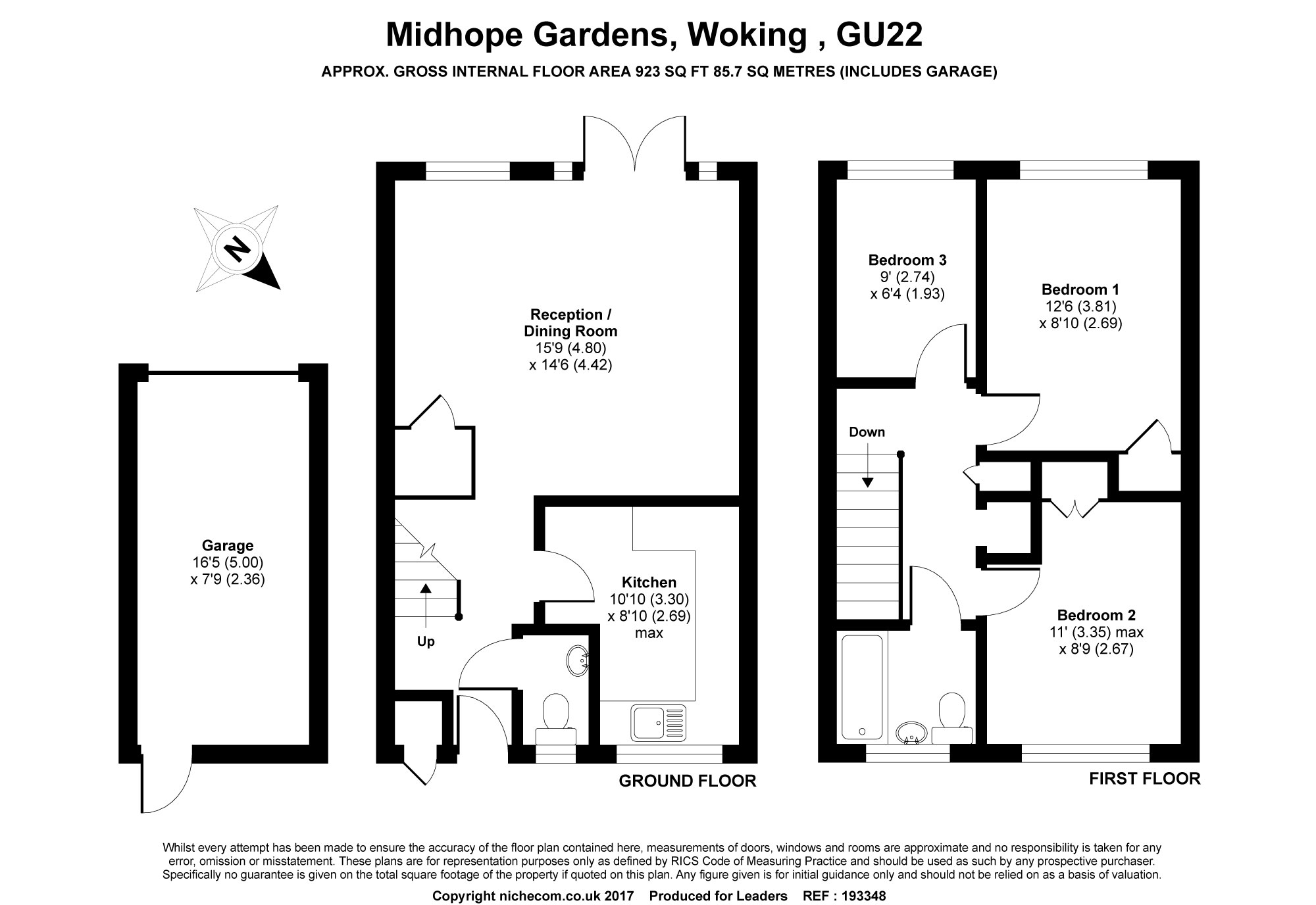 3 Bedrooms Terraced house to rent in Midhope Gardens, Hook Heath, Woking GU22