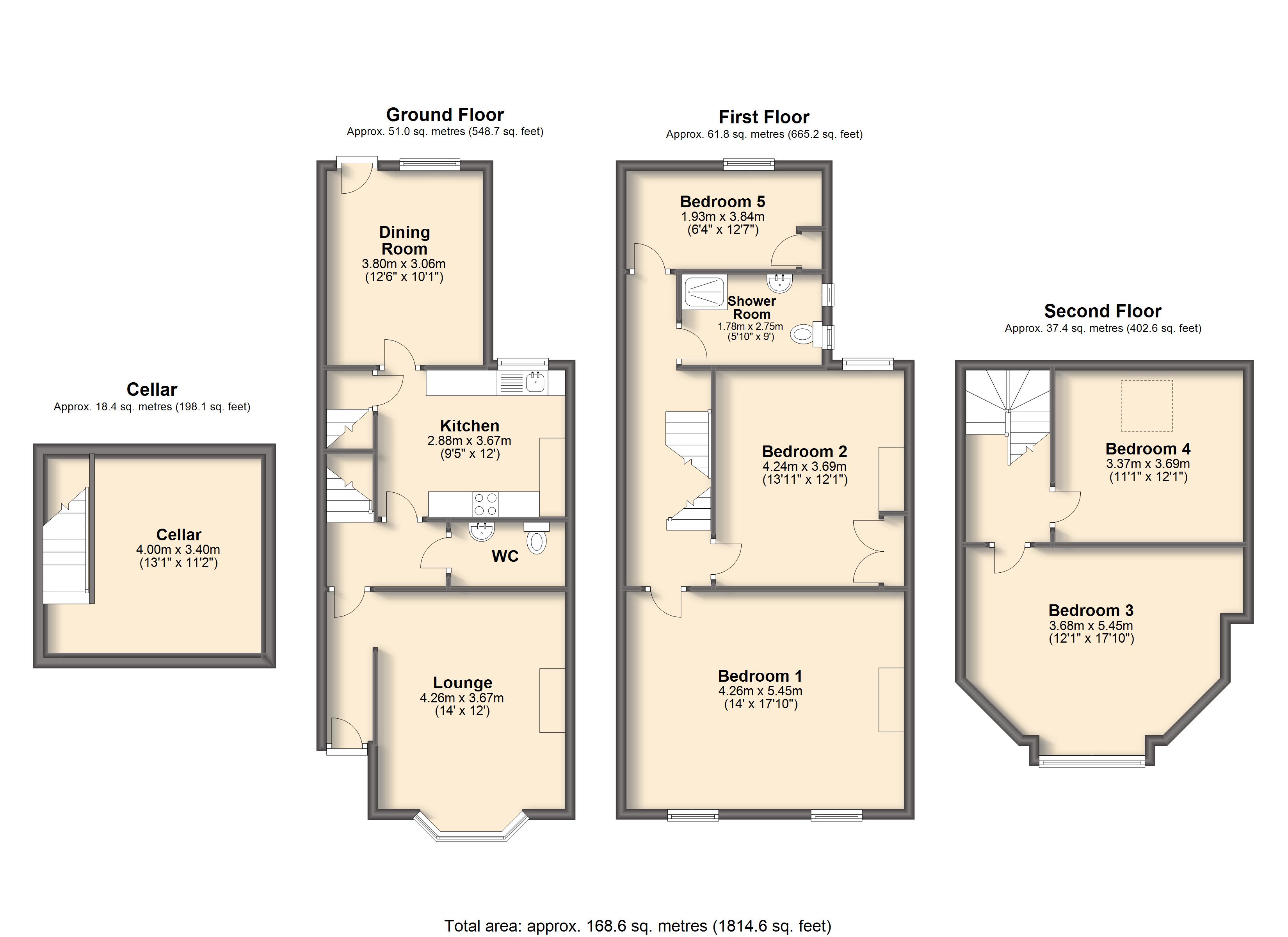 5 Bedrooms Terraced house for sale in Saltergate, Chesterfield S40