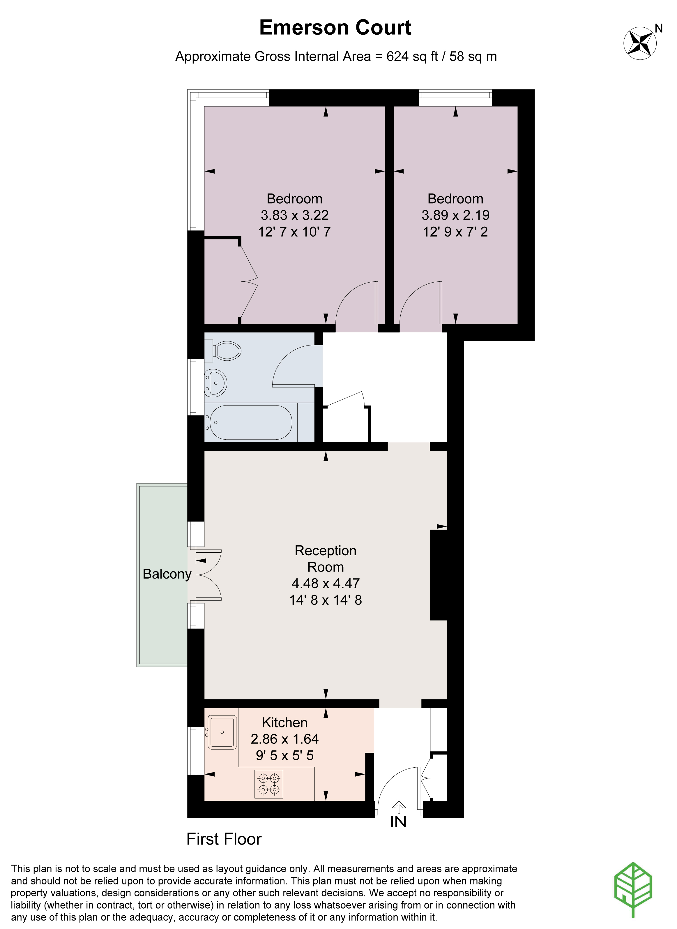Flat 16, Emerson Court,, Wimbledon Hill Road, London floorplan