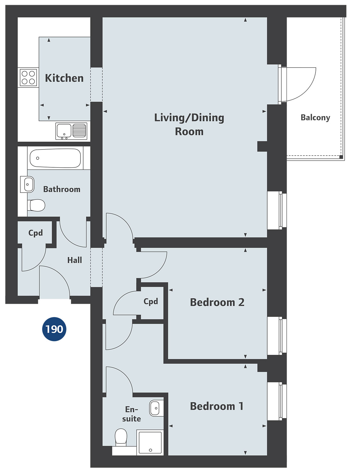 2 Bedrooms Flat for sale in 