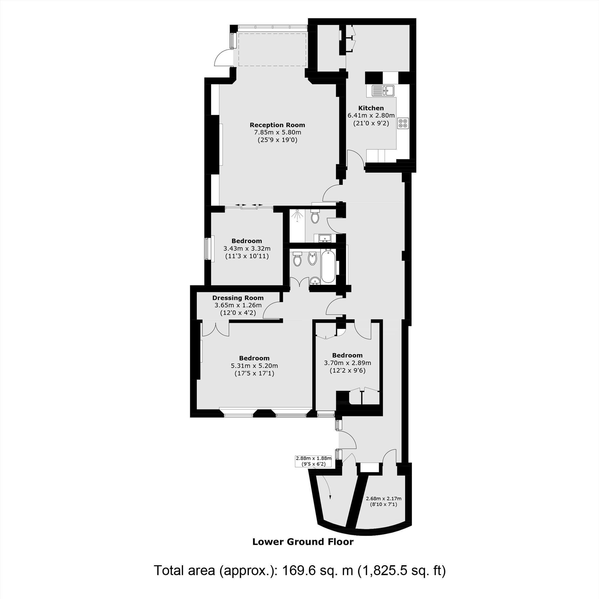 Lower Ground Floor Flat, 99, Addison Road, London floorplan